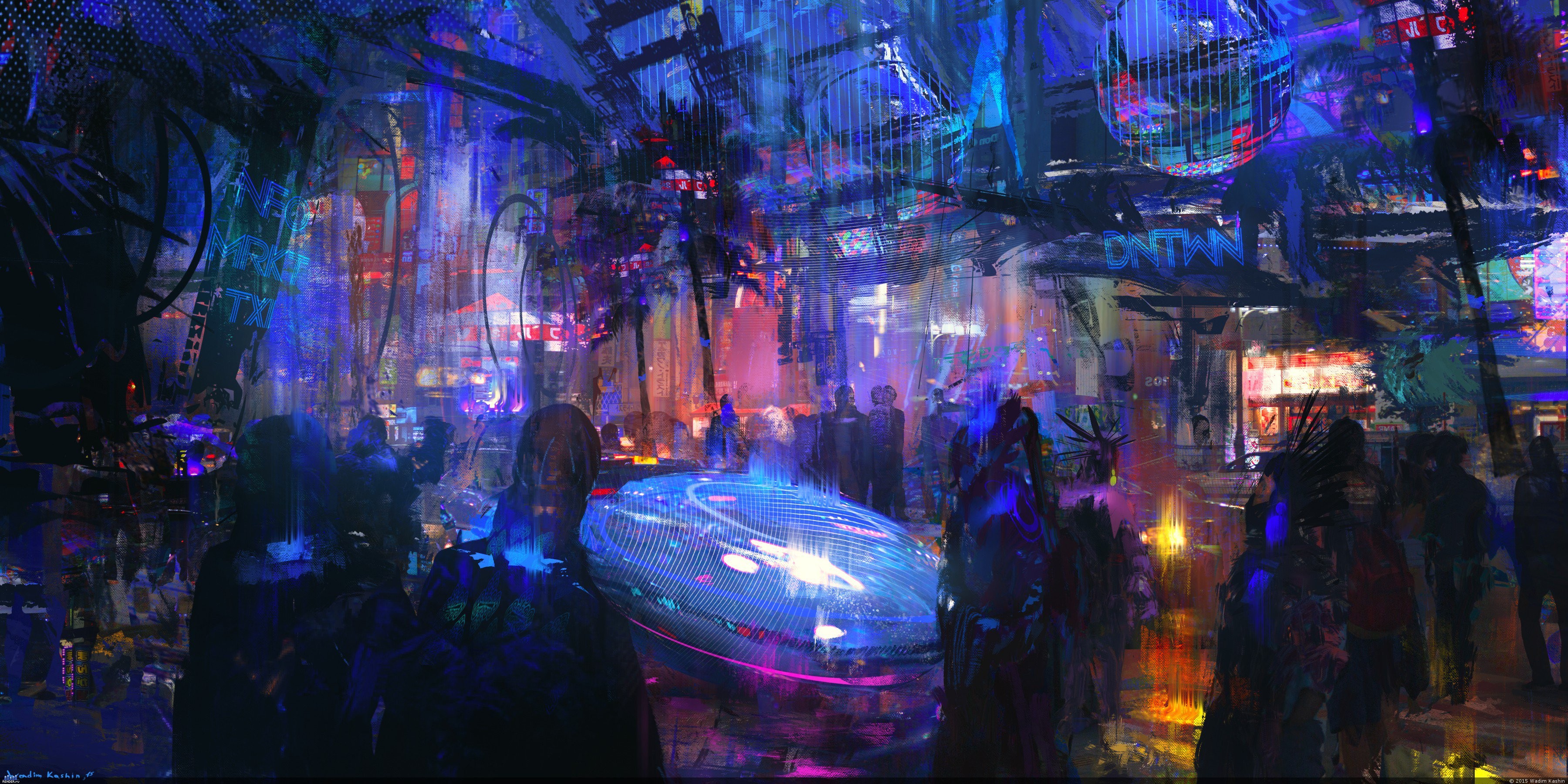 General 3600x1800 artwork cyberpunk city futuristic city