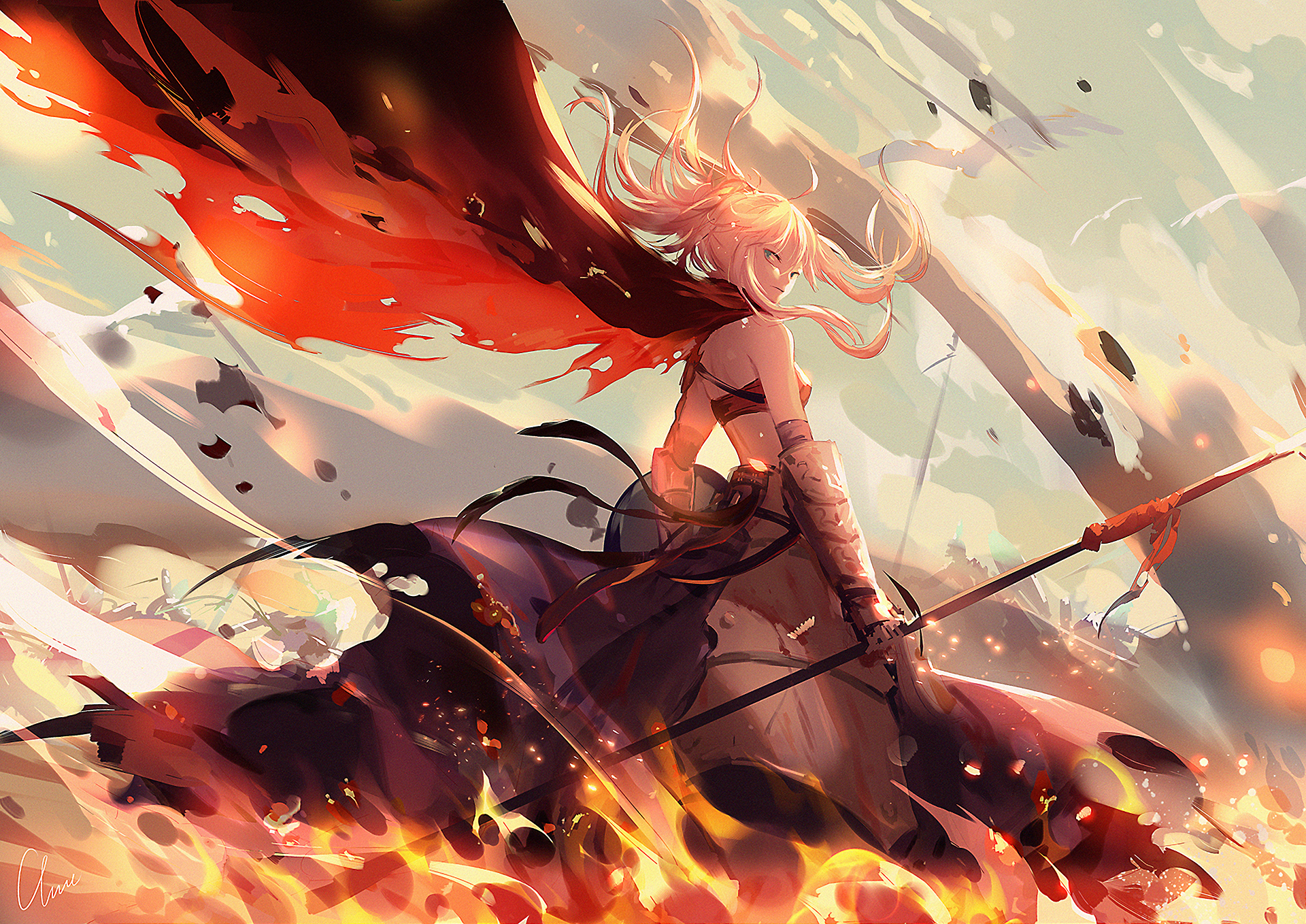 Anime 1920x1358 illustration painting anime @CLare artwork Fate series Fate/Grand Order Fate/Apocrypha  Mordred (Fate/Apocrypha) blonde
