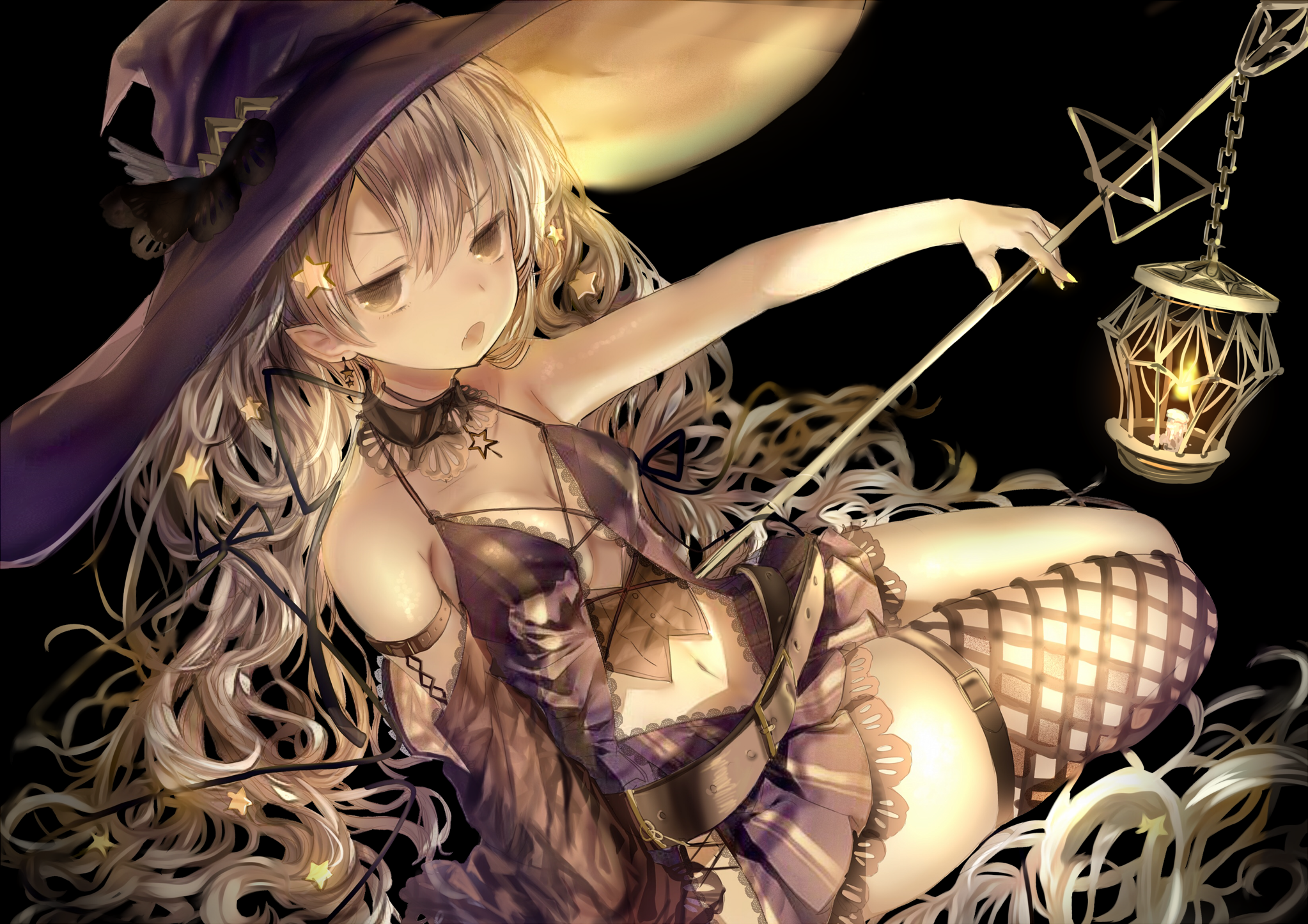 Anime 2046x1446 witch lantern blonde long hair
