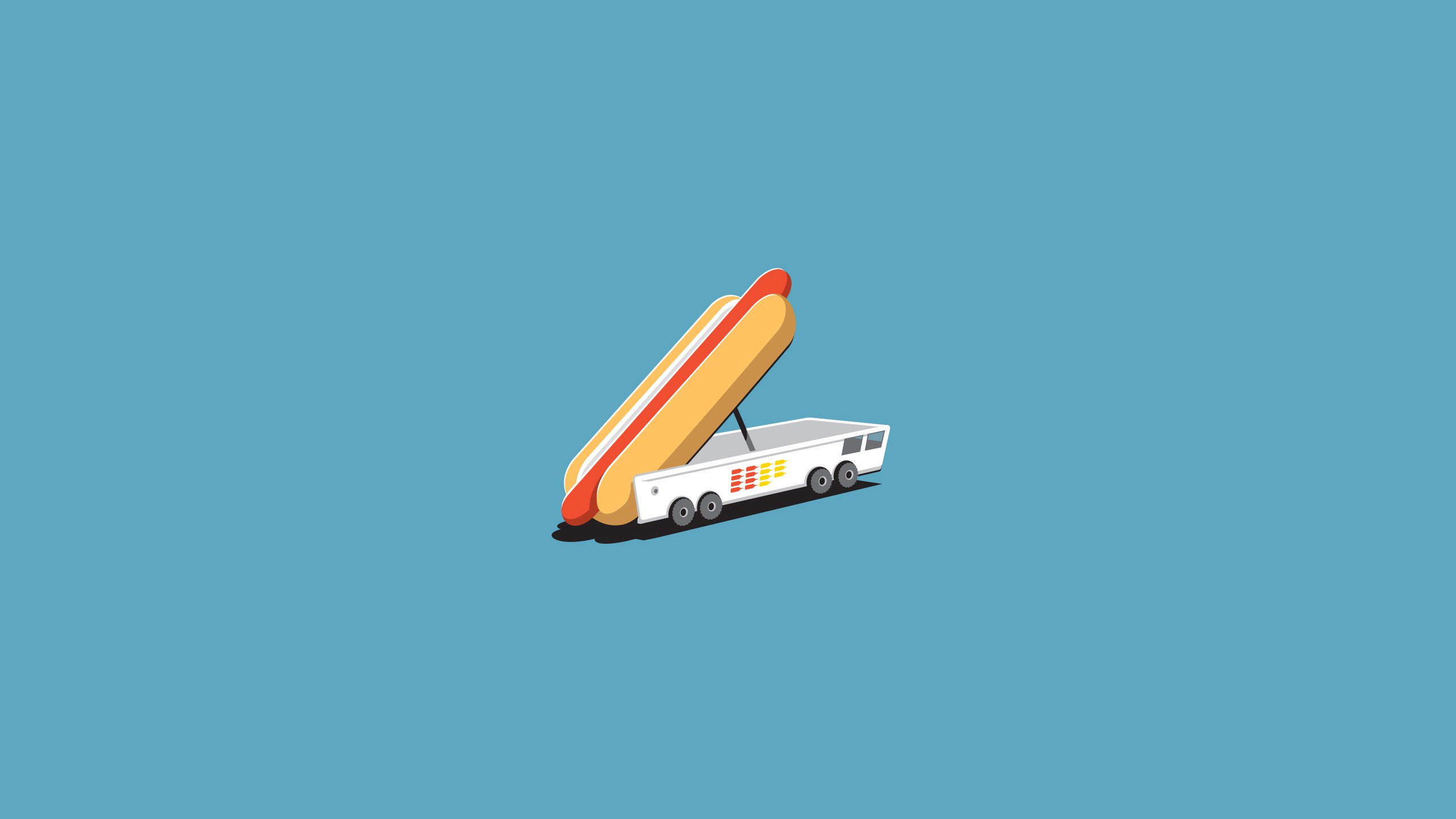 General 2560x1440 hot dogs missiles humor cyan background car vehicle food simple background