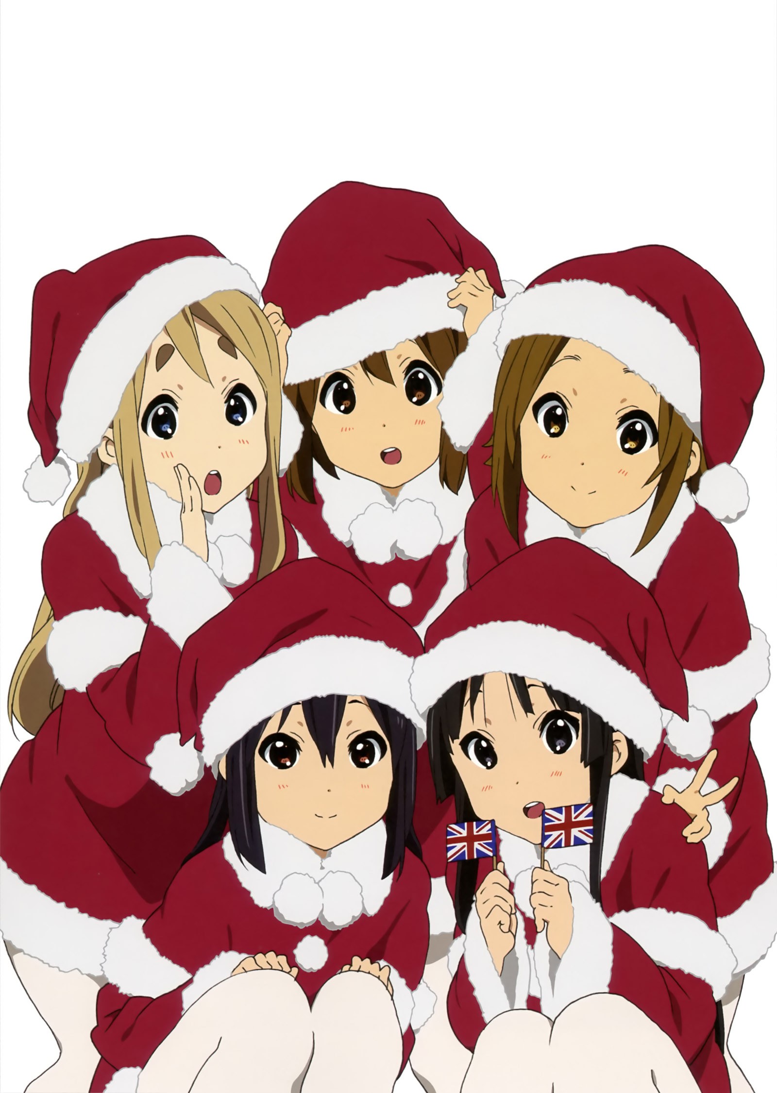 Anime 1600x2251 K-ON! Nakano Azusa Hirasawa Yui Kotobuki Tsumugi Tainaka Ritsu Akiyama Mio Christmas clothes Christmas