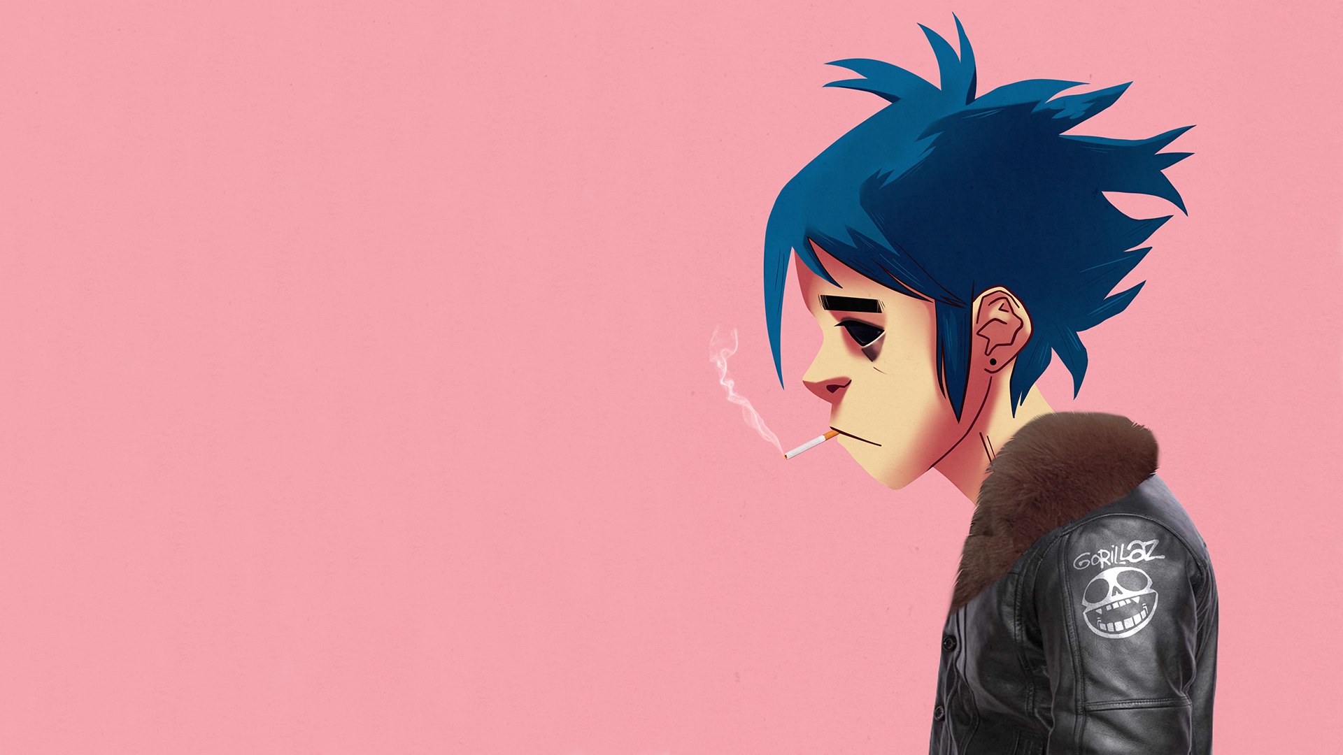 General 1920x1080 Gorillaz 2D simple background smoking band