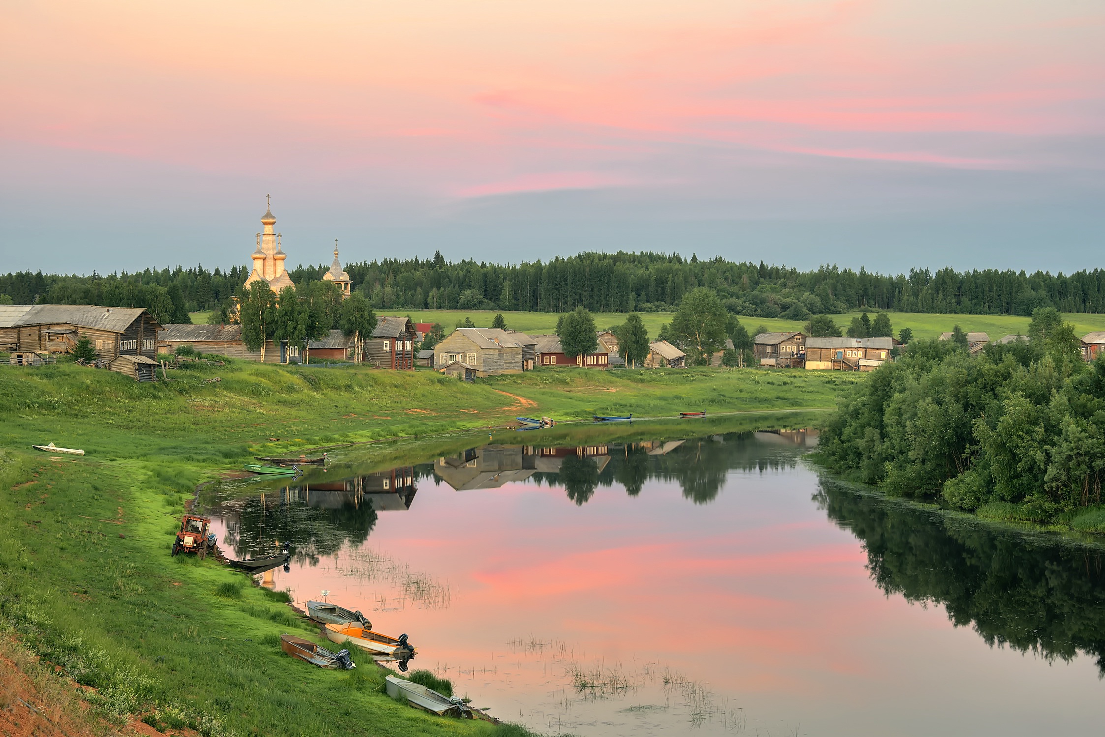 General 2246x1500 Russia village river landscape