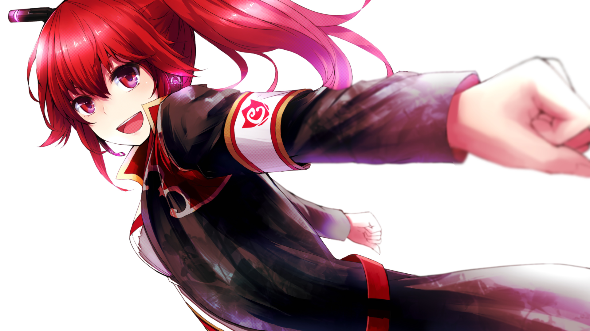 Anime 1920x1080 manga anime girls anime redhead simple background red eyes open mouth long hair