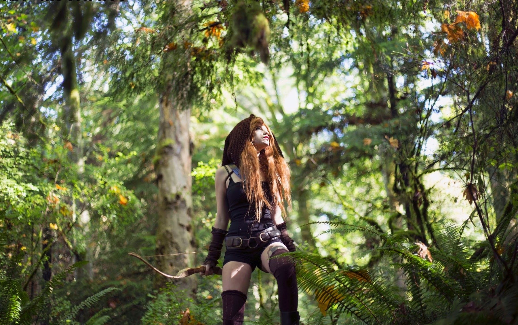 People 1800x1128 fantasy art women outdoors forest women Katrina Wilkinson nature bow fantasy girl