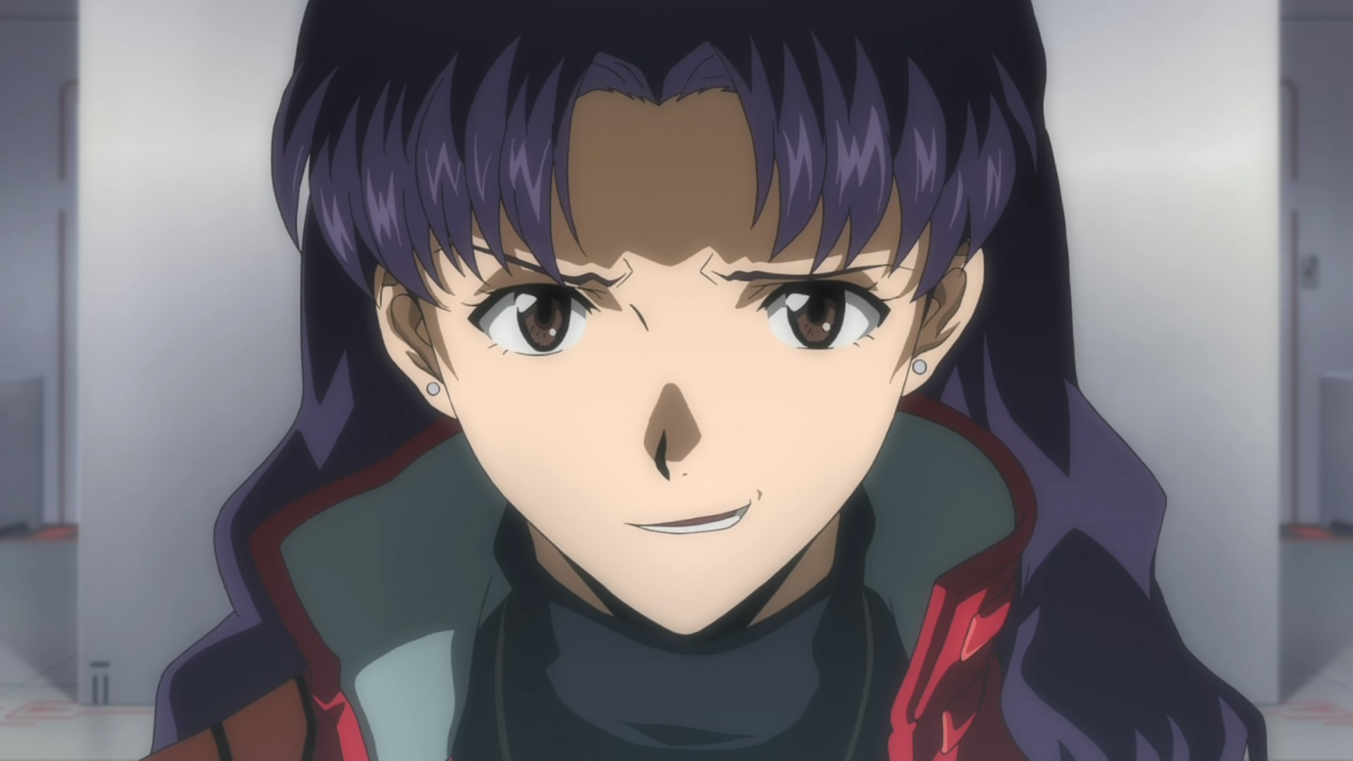 Anime 1920x1080 anime Neon Genesis Evangelion purple hair brown eyes anime girls Katsuragi Misato