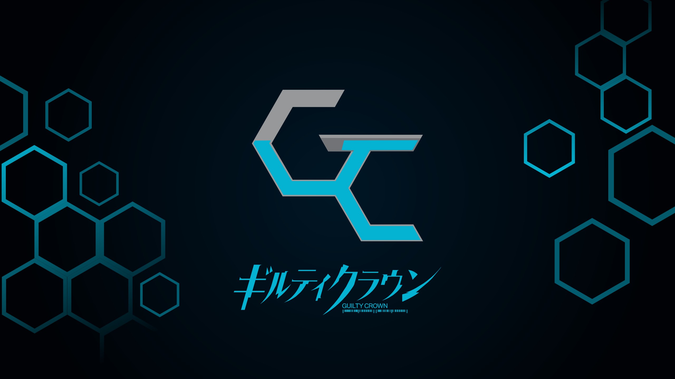 Anime 2560x1440 Guilty Crown logo digital art geometry anime cyan blue