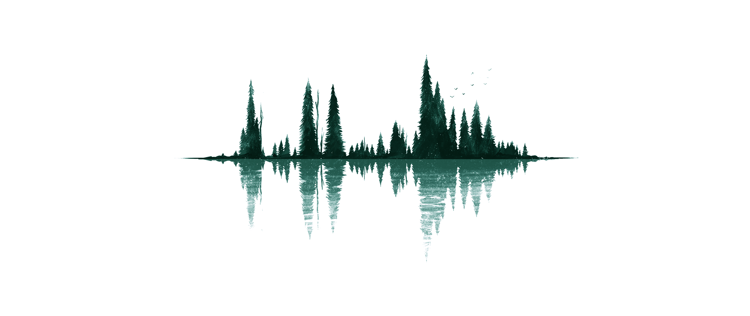 General 2560x1080 ultrawide minimalism artwork reflection trees simple background