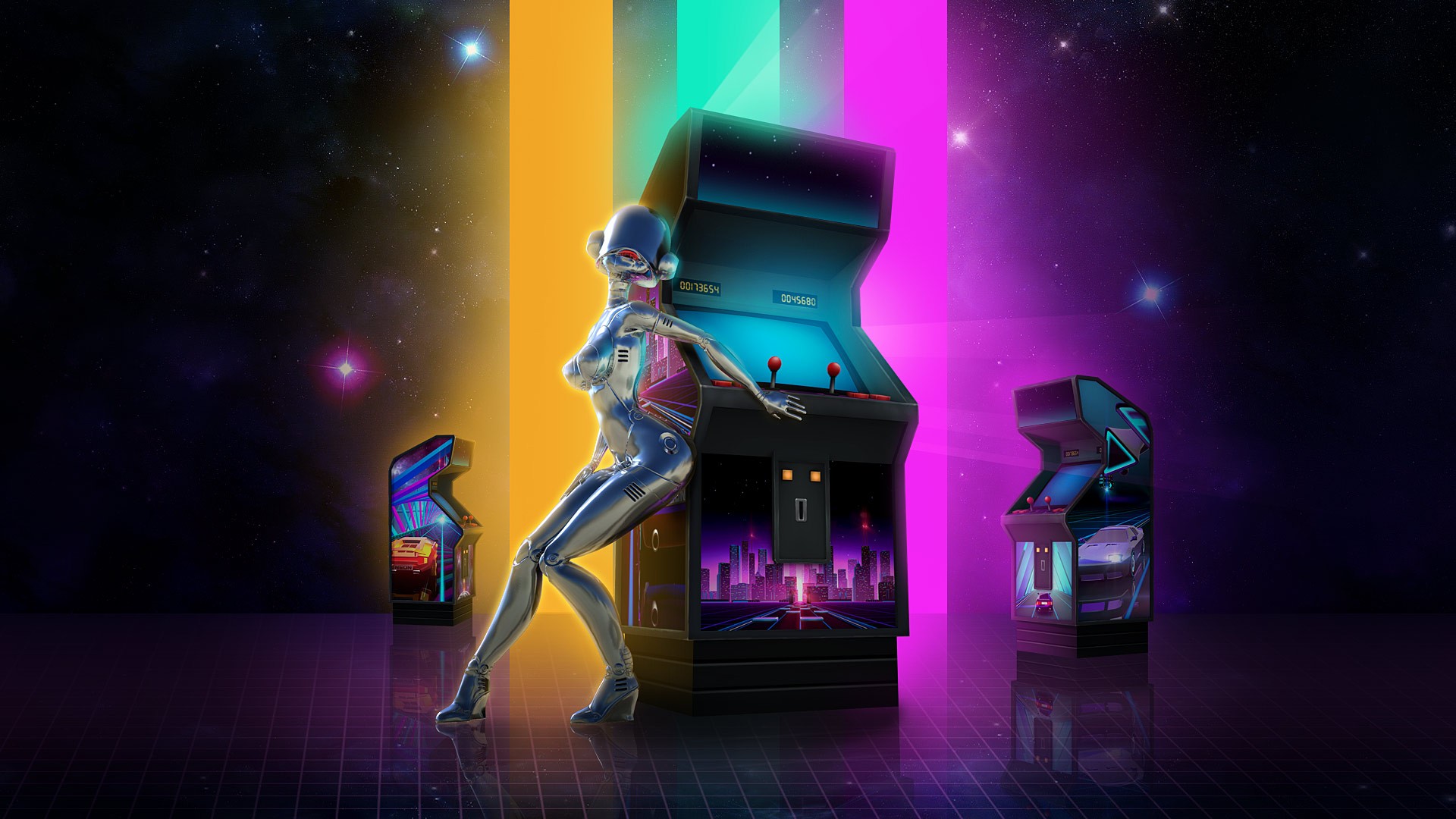 General 1920x1080 androids video games arcade cabinet CMYK magenta