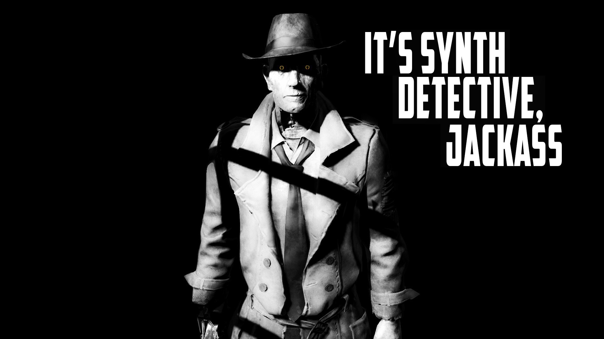 General 1920x1080 Fallout 4 Nick Valentine quote monochrome Fallout Synth Bethesda Softworks video games machine robot PC gaming black background simple background