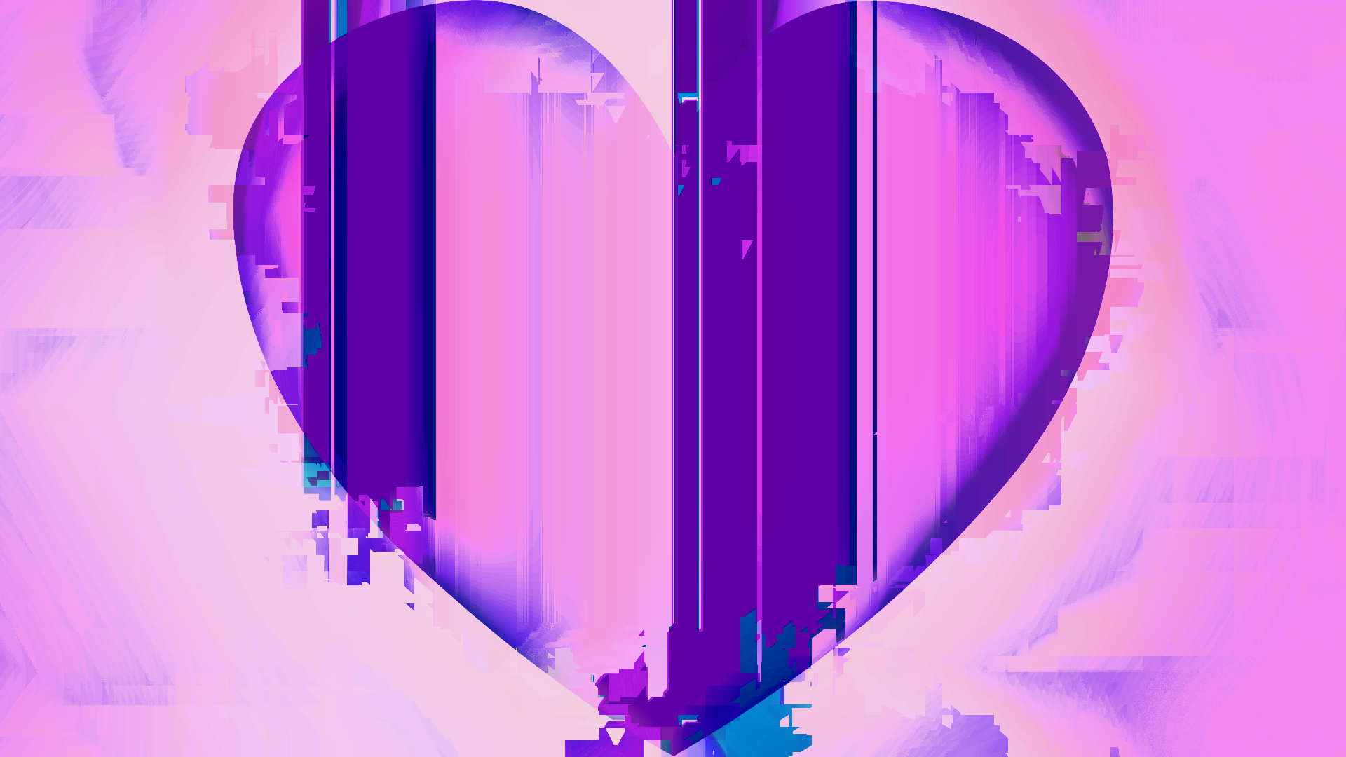 General 1920x1080 glitch art LSD abstract pink heart (design) digital art