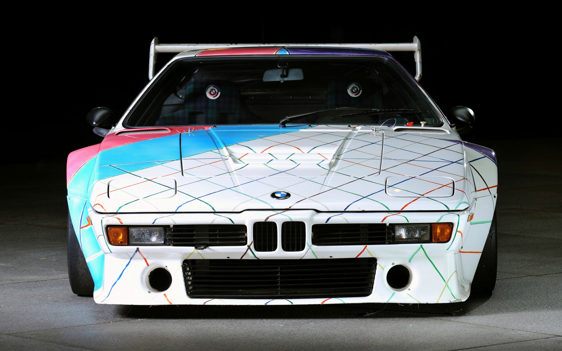 General 1920x1200 car BMW sports car BMW M1 race cars Frank Stella pop-up headlights vehicle white cars cyan pink