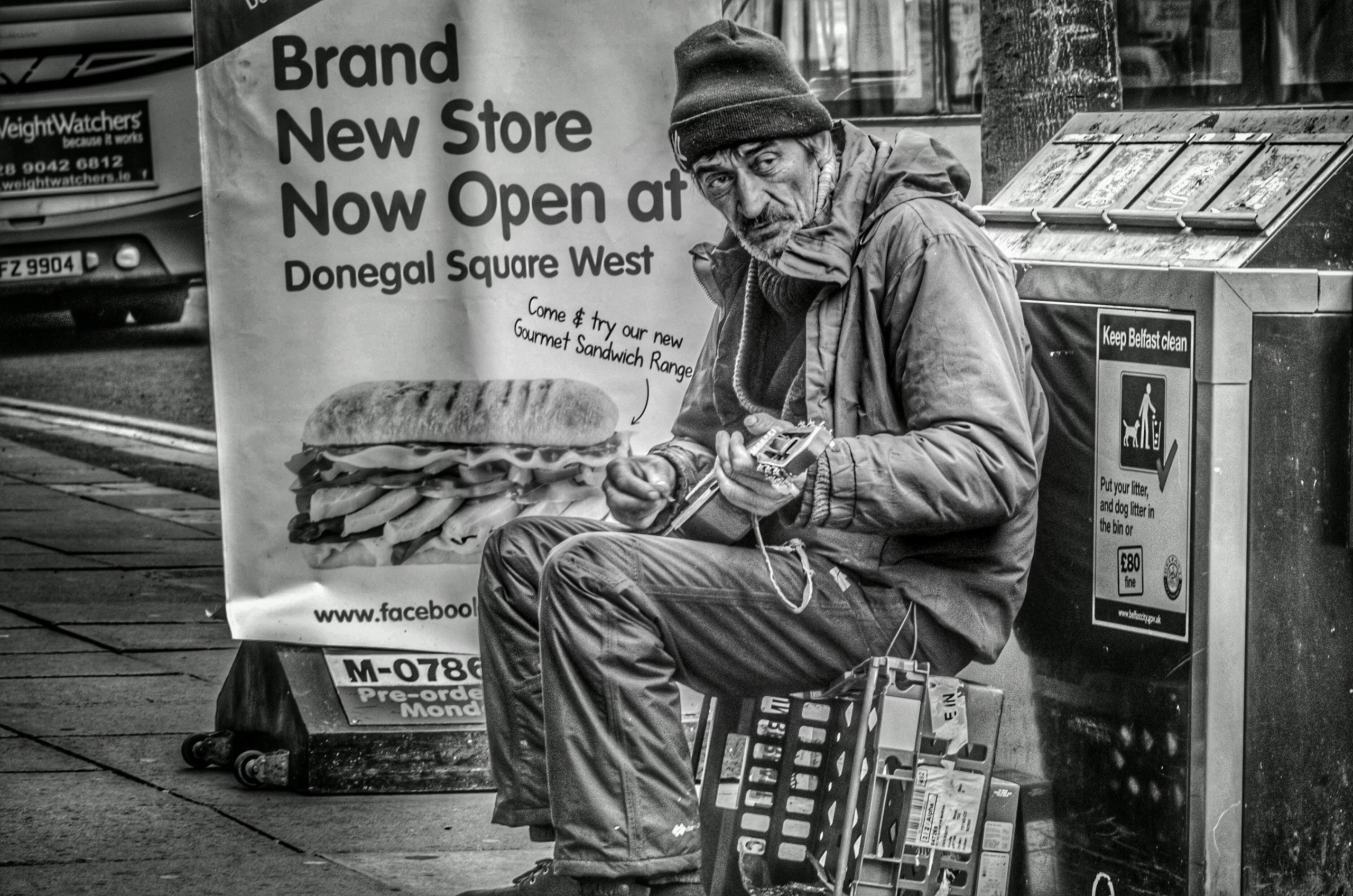 People 2560x1696 old people monochrome street music men musical instrument numbers Belfast Northern Ireland urban