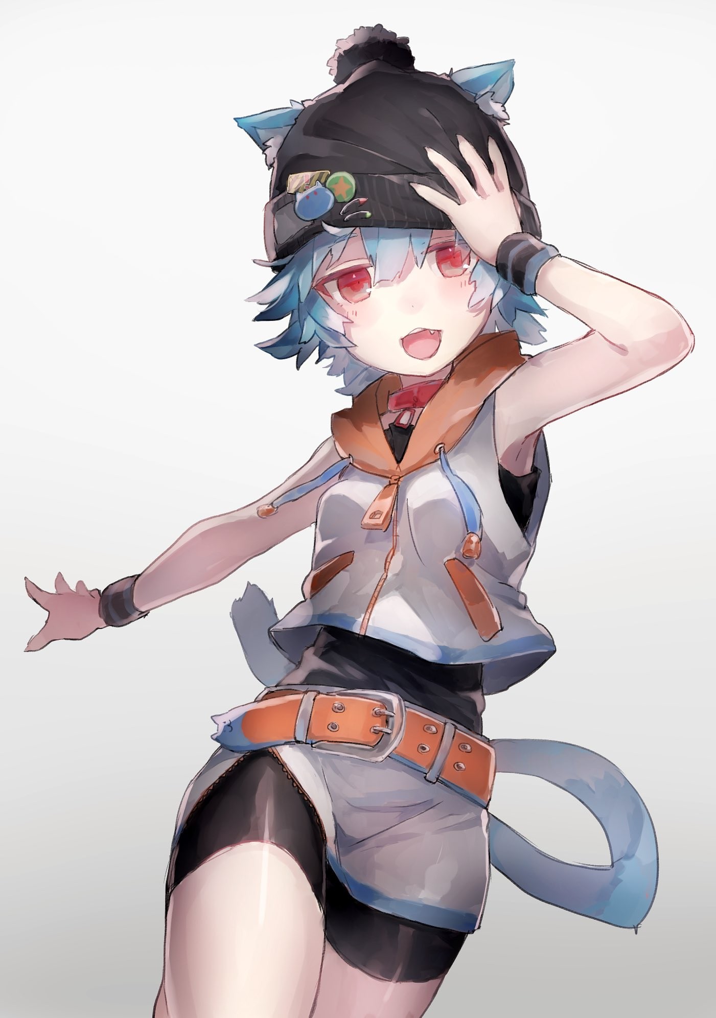 Anime 1401x1992 anime anime girls cat girl tail white background simple background open mouth animal ears