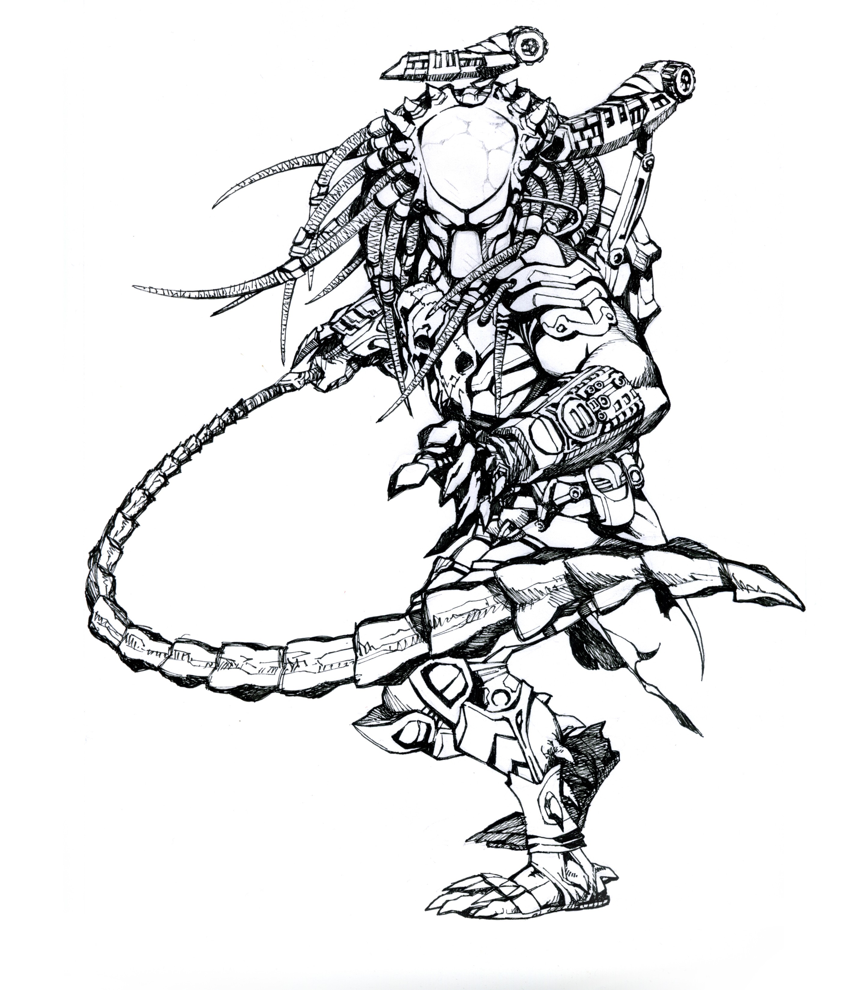 General 2821x3300 drawing monochrome predator (creature) artwork creature simple background science fiction horror