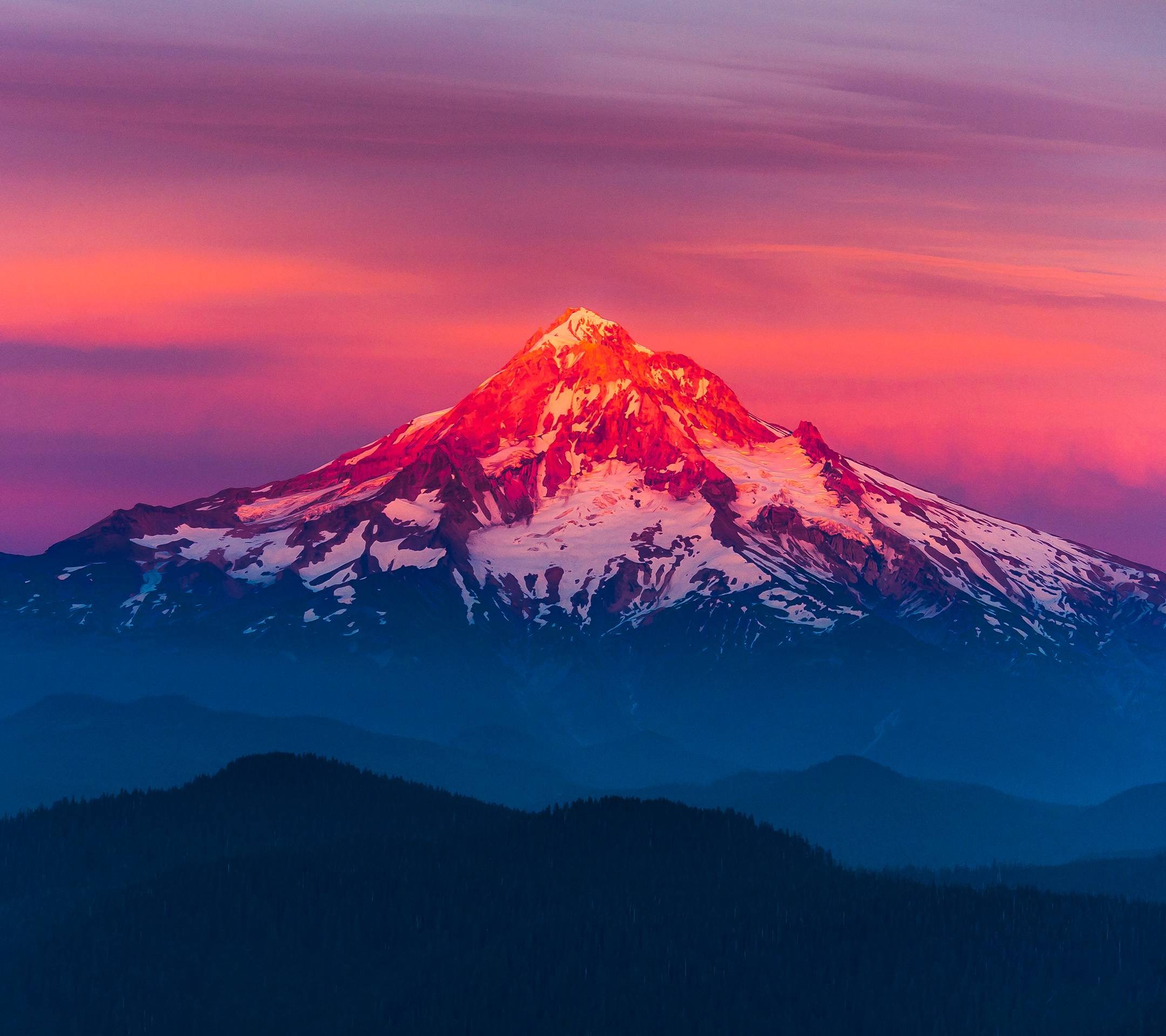 General 2160x1920 larch mountain Oregon landscape sunset purple sky Mount Hood mountains USA nature