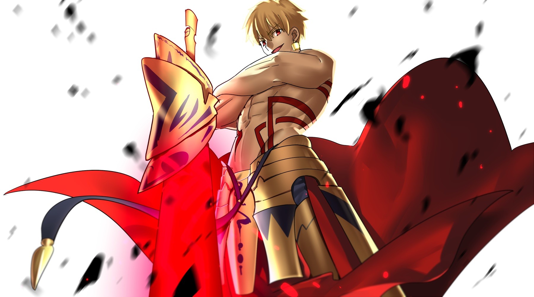 Anime 1800x1003 Fate/Stay Night Gilgamesh Fate series anime boys red eyes white background anime