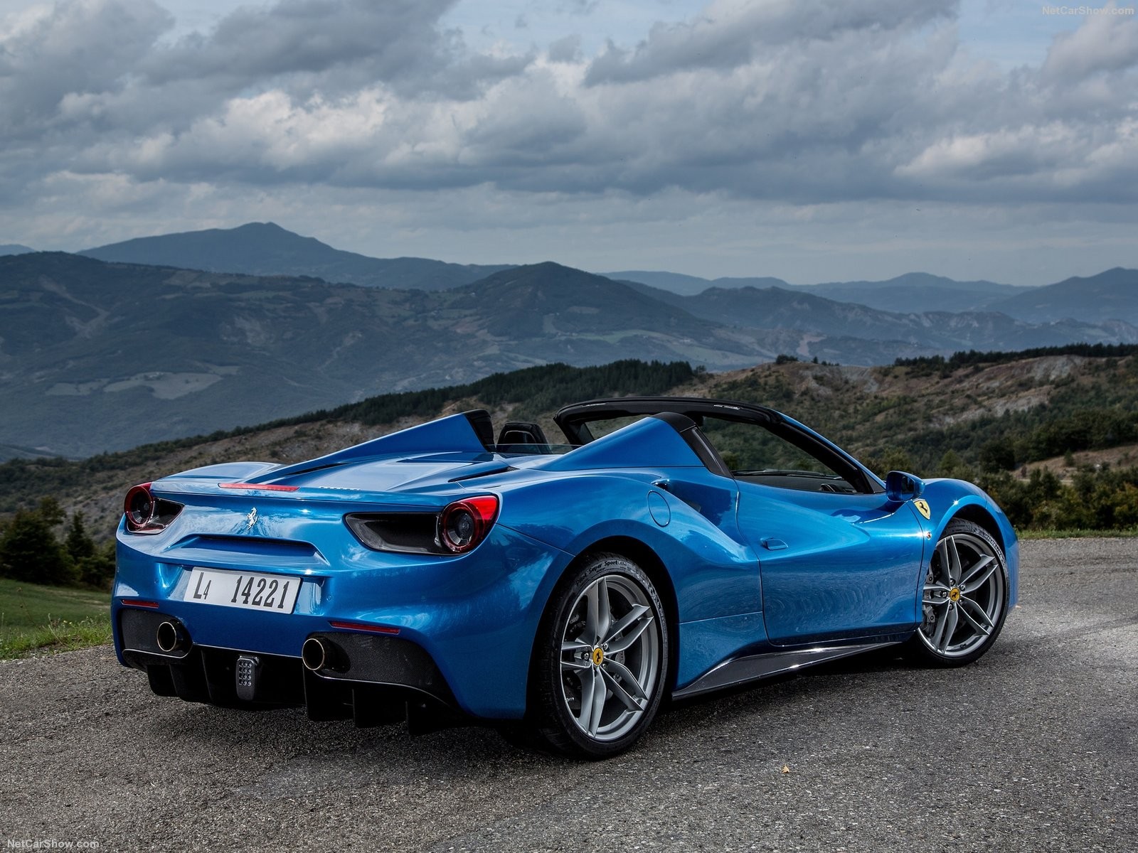 General 1600x1200 Ferrari Ferrari 488 GTB car blue cars clouds hills vehicle numbers italian cars Stellantis