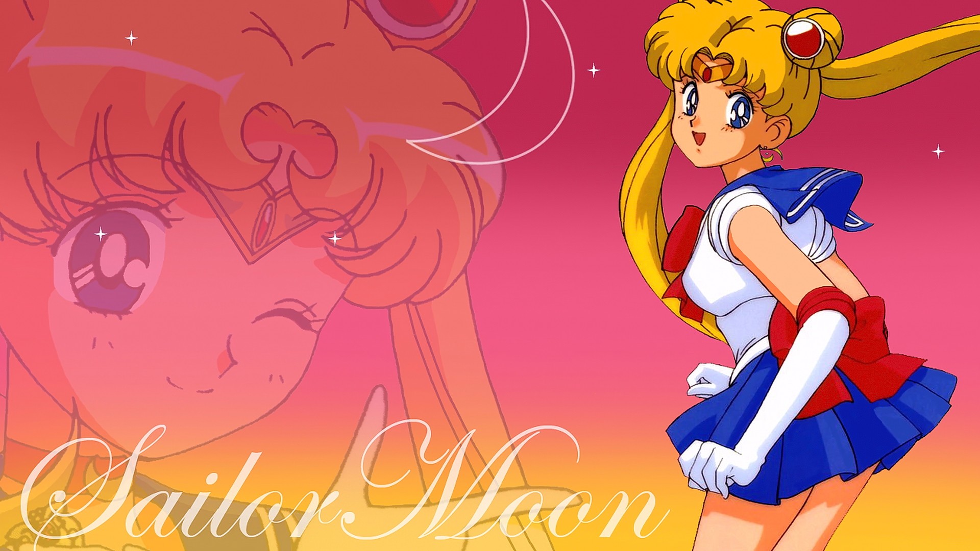 Anime 1920x1080 anime anime girls Sailor Moon Sailor Moon (Character) Tsukino Usagi blue eyes blonde skirt