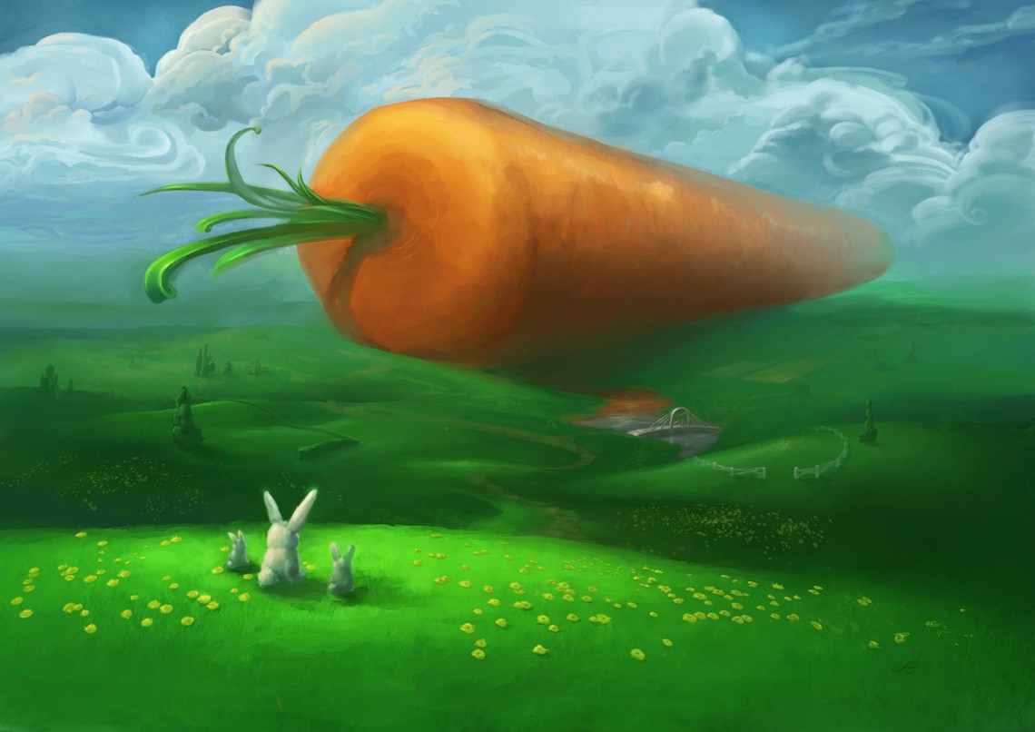 General 1140x806 carrots rabbits landscape artwork animals food vegetables