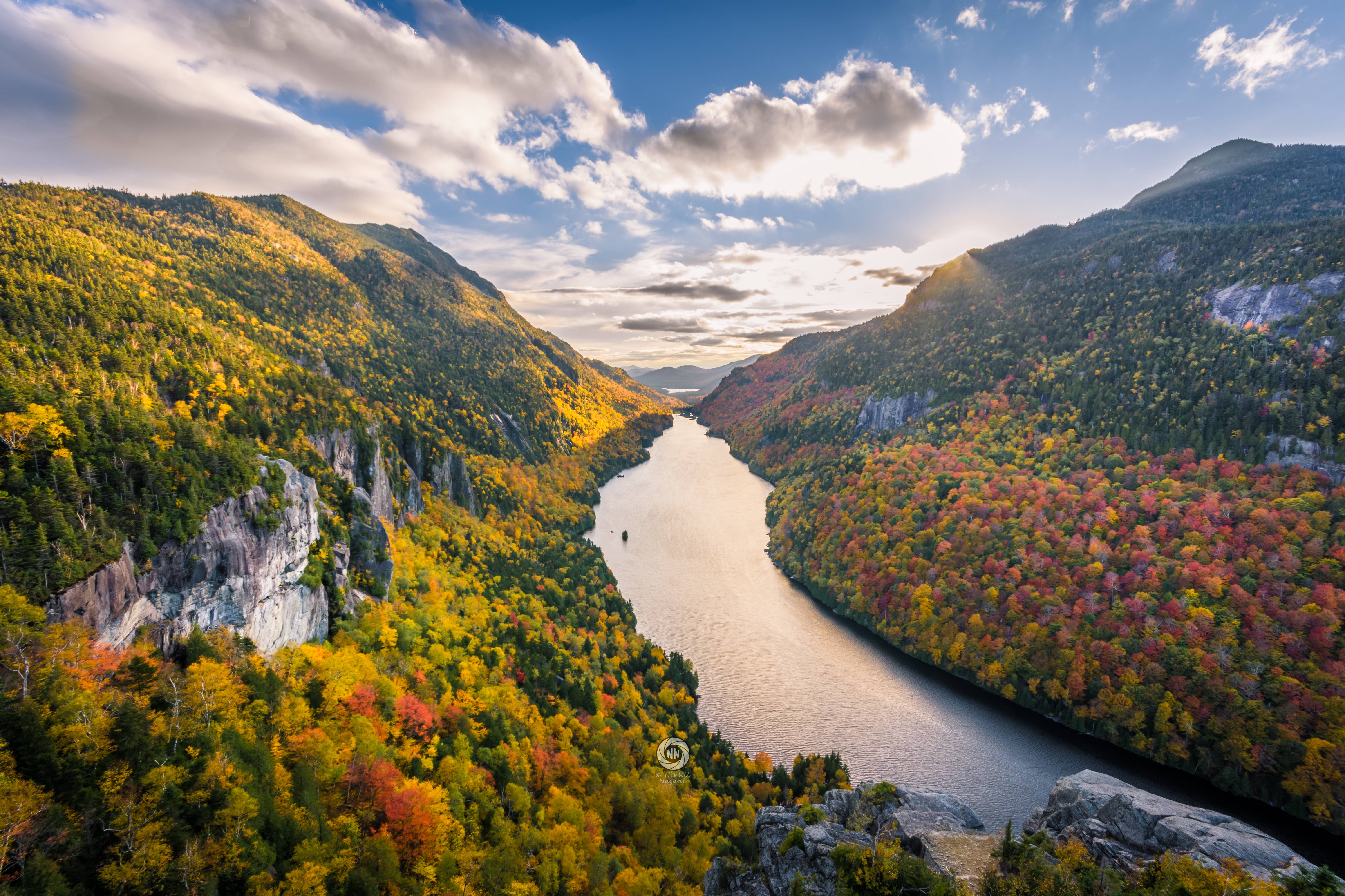 General 5981x3987 New York state river mountains trees clouds fall