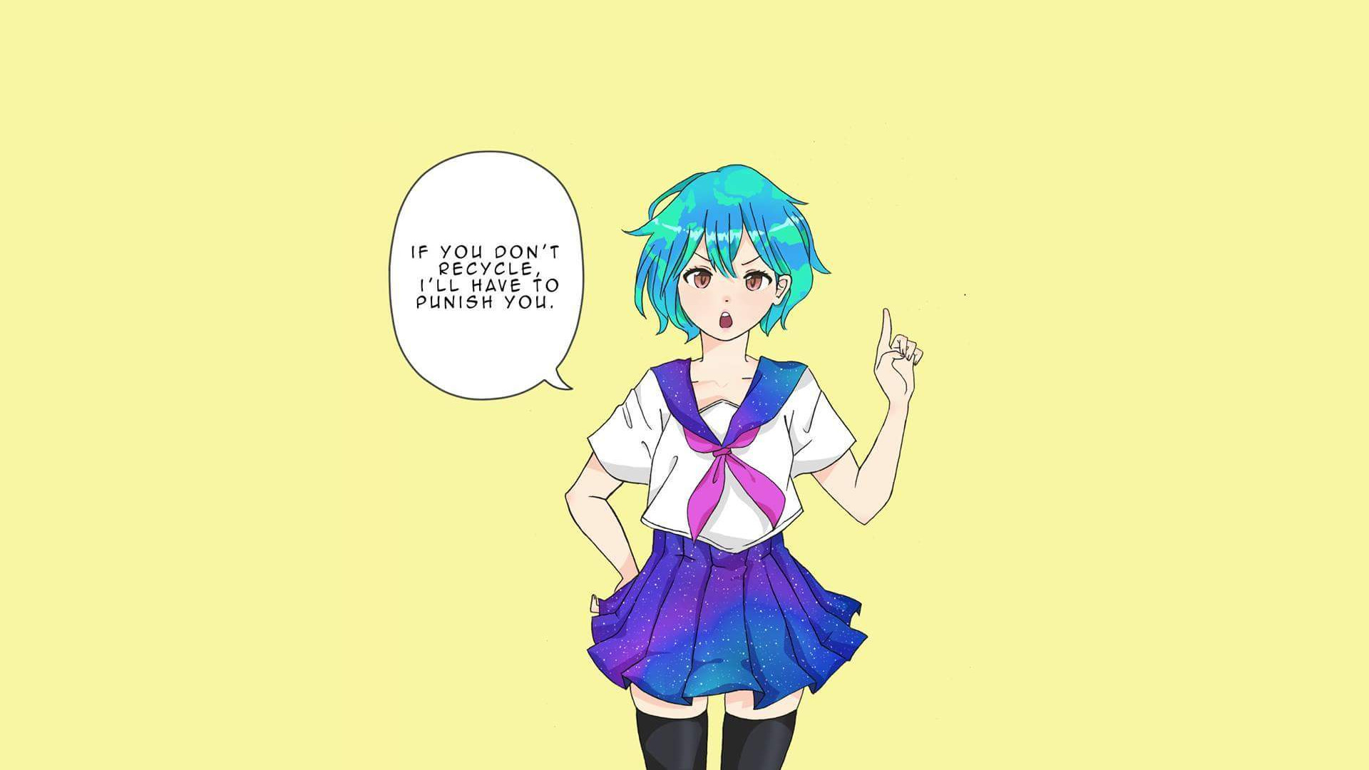 Anime 1920x1080 Earth-chan anime girls simple background