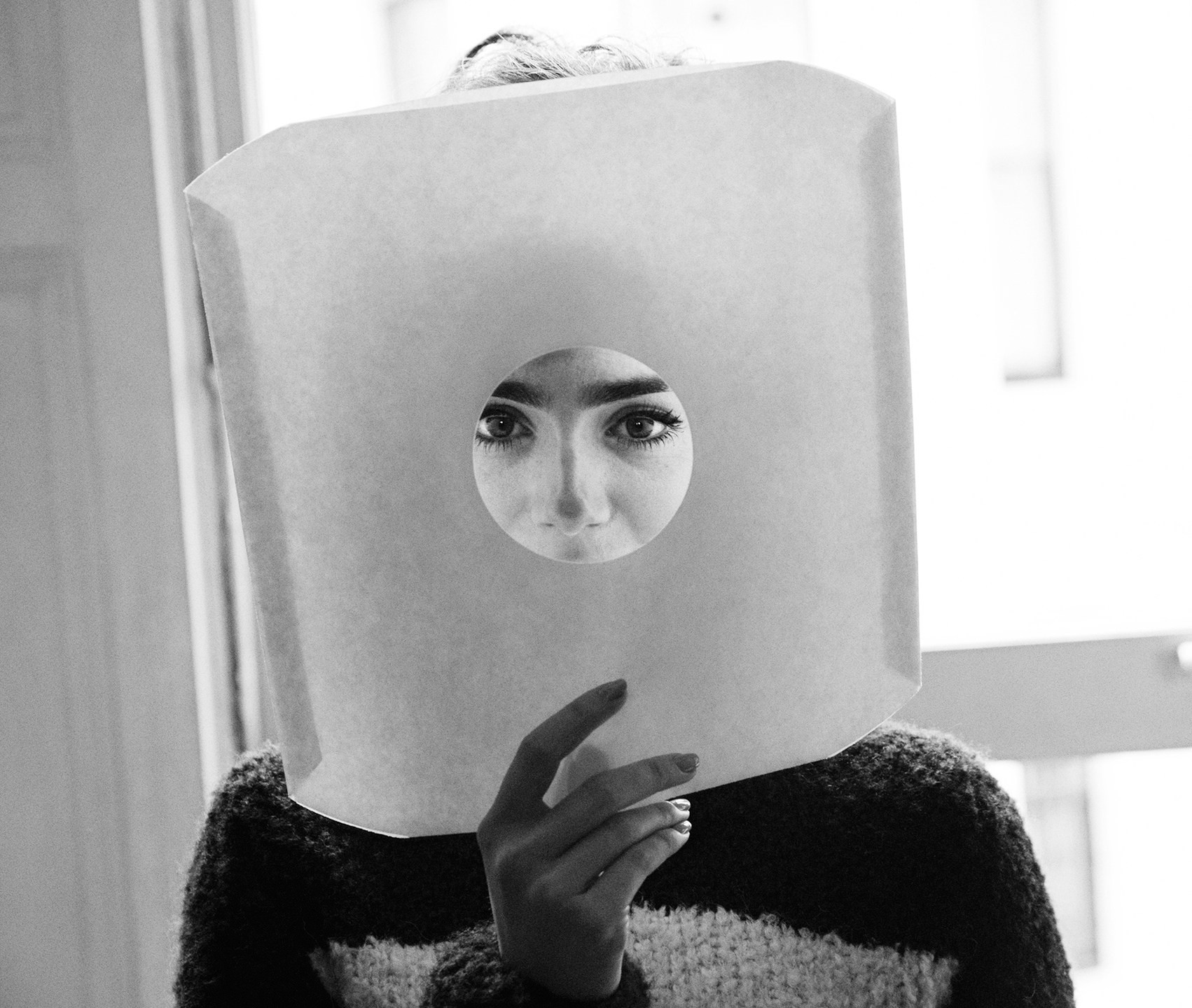 People 1702x1440 Lily Collins women celebrity actress covered face monochrome