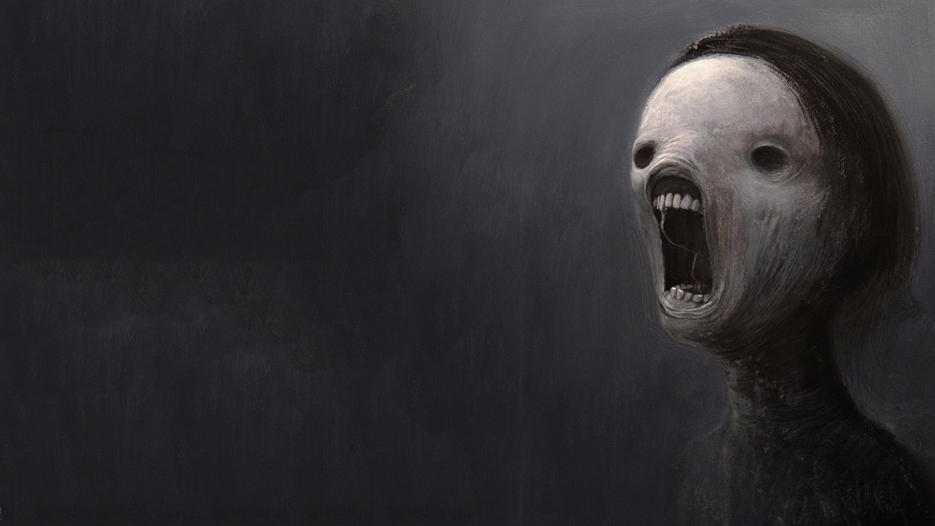 General 1920x1080 scary face depressing dark teeth creepy digital art low light simple background