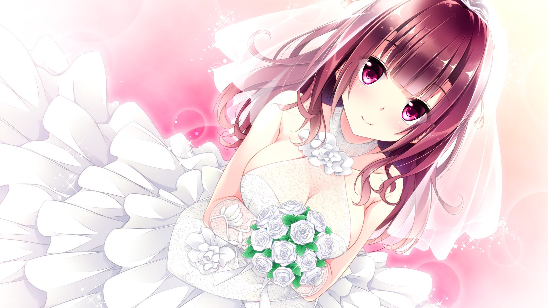 Anime 1920x1080 anime marriage brides white dress