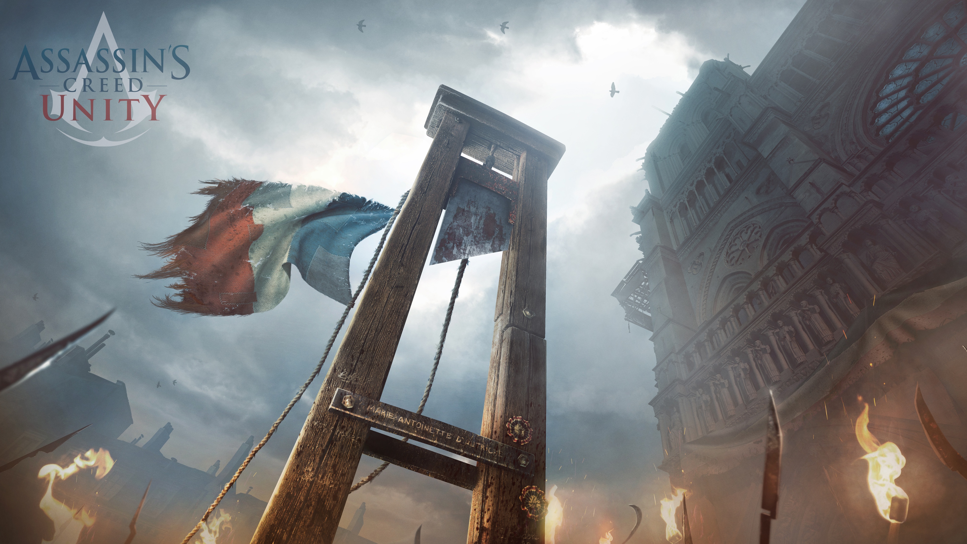General 3840x2160 video games Assassin's Creed:  Unity concept art guillotine artwork Assassin's Creed Ubisoft