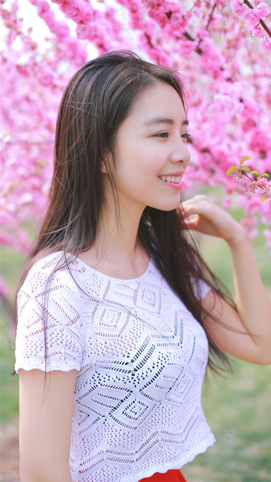 People 1080x1920 women brunette Asian cherry blossom