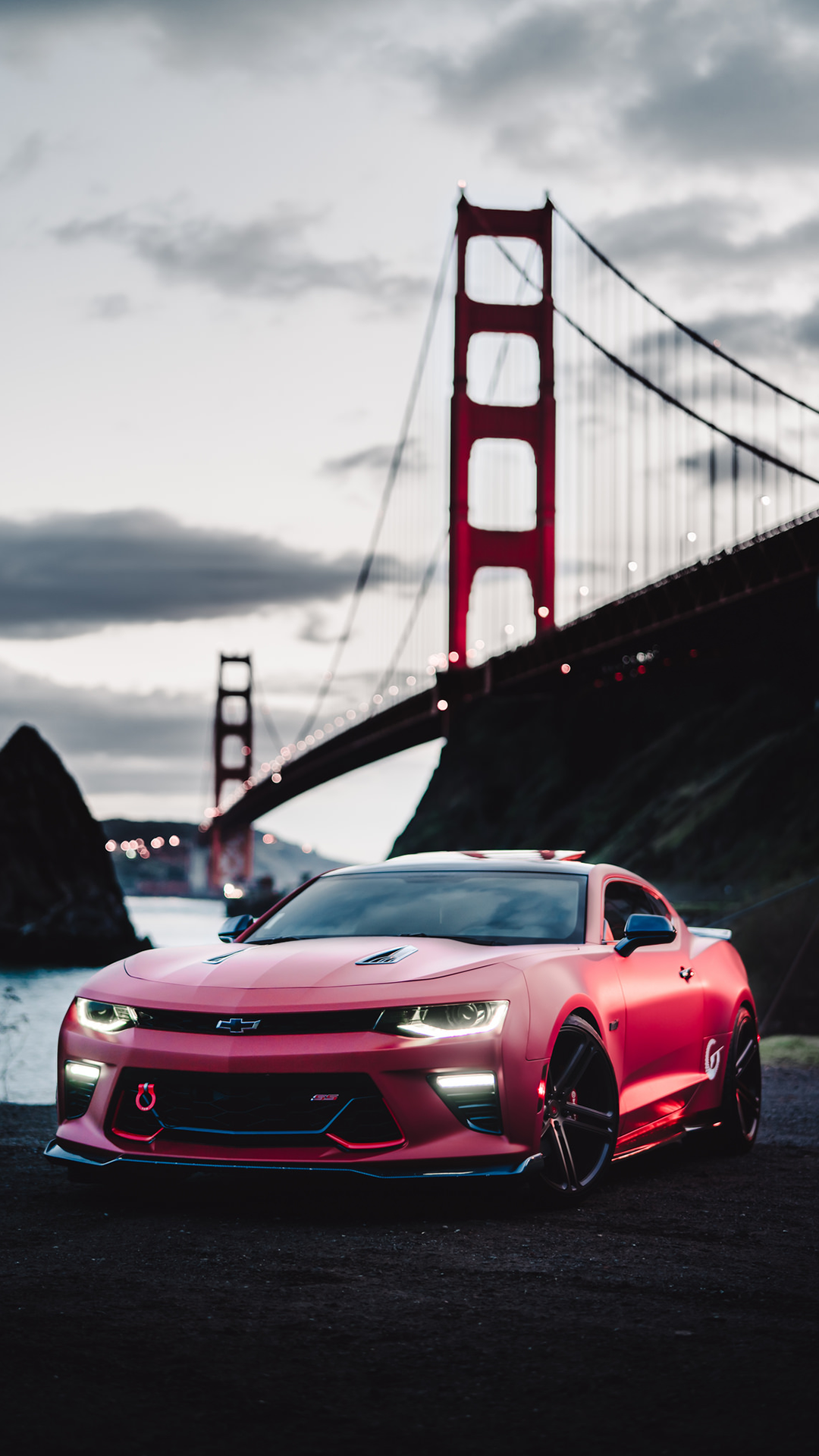 General 1080x1920 car vehicle Golden Gate Bridge USA Chevrolet Camaro SS suspension bridge red cars portrait display