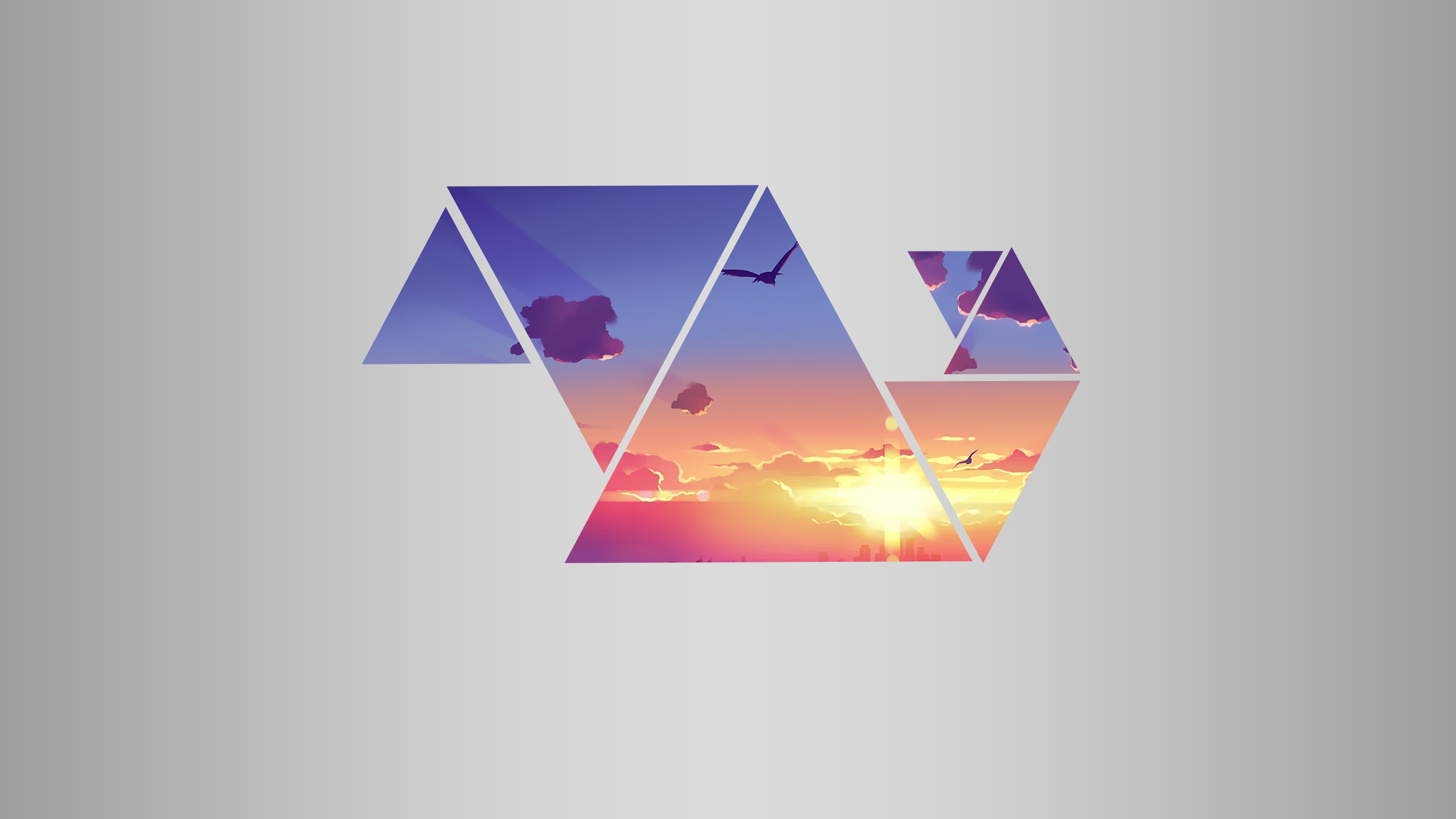 General 2560x1440 city sunset triangle sky simple background