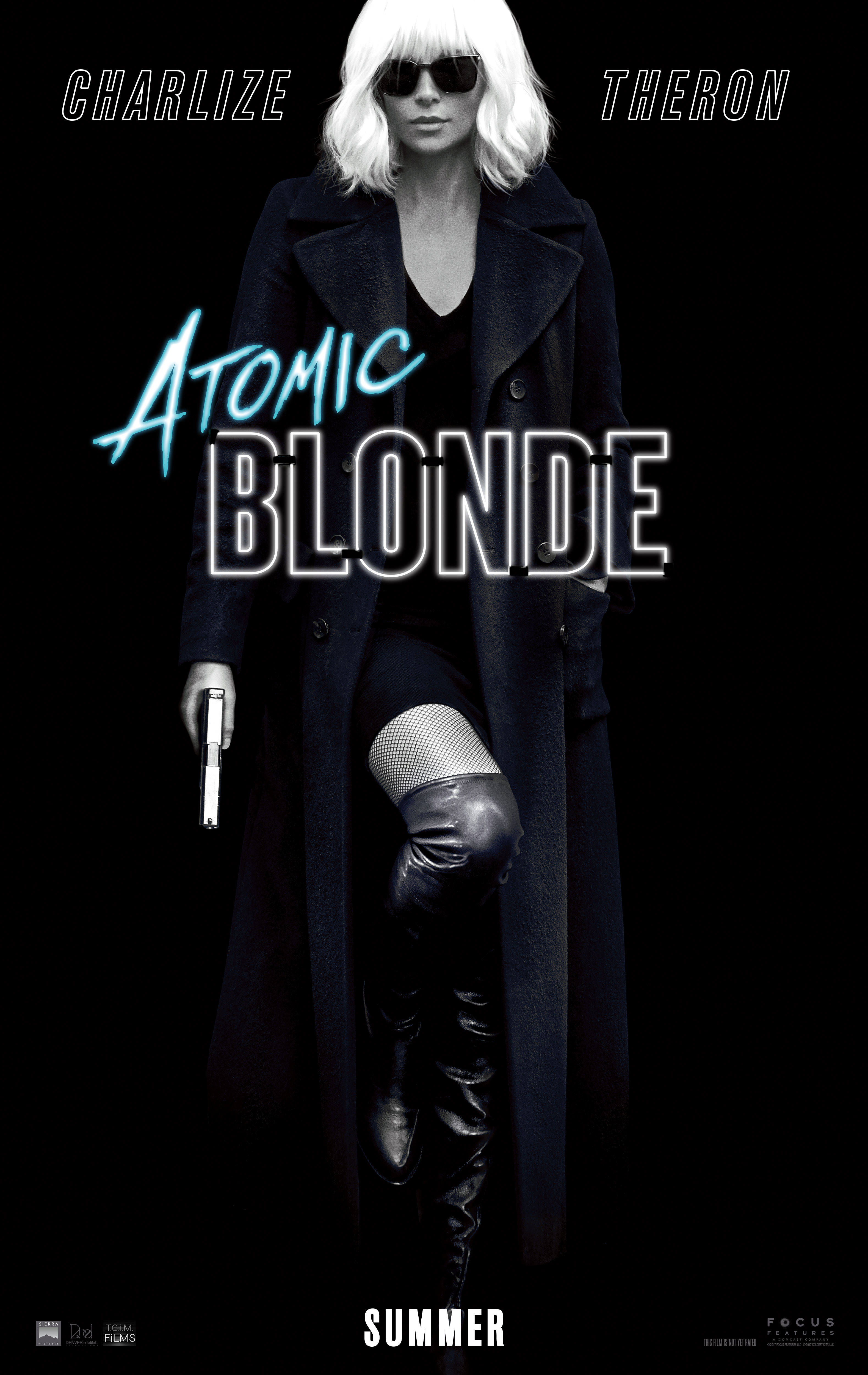 People 3158x5000 Charlize Theron movie poster gun overcoats Atomic Blonde (Movie) girls with guns cyan women movies actress women with shades