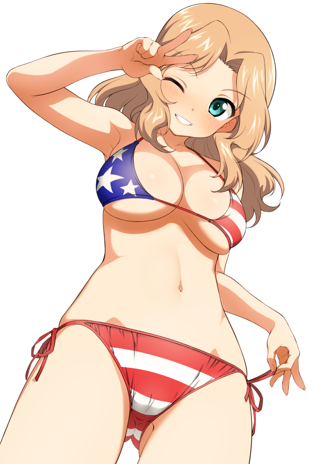 Anime 1033x1530 Kay (Girls und Panzer) Girls und Panzer anime girls bikini cameltoe white background