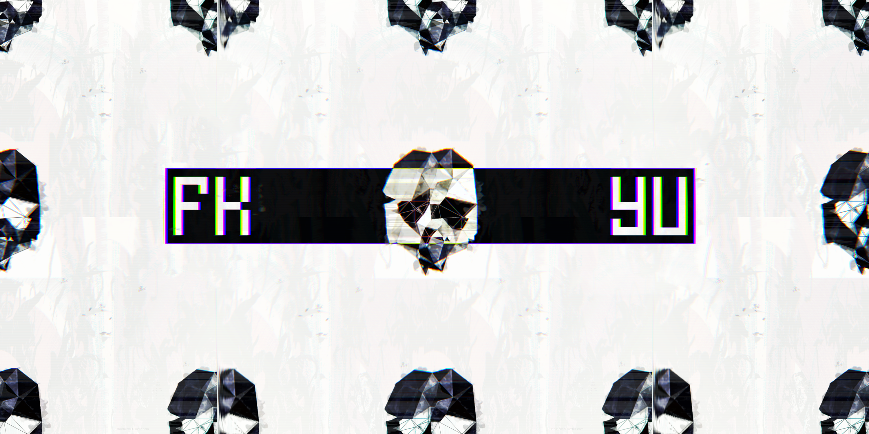 General 3000x1500 abstract glitch art low poly skull