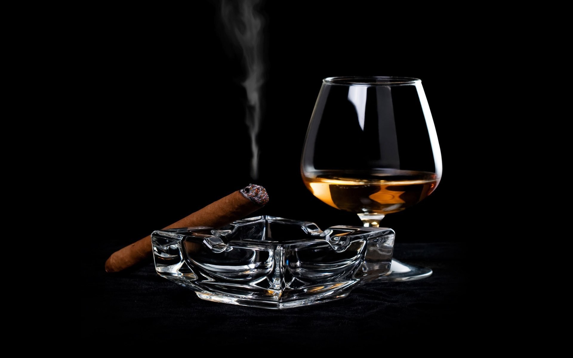 General 1920x1200 drink cognac cigars black background black ash simple background low light closeup smoke drinking glass