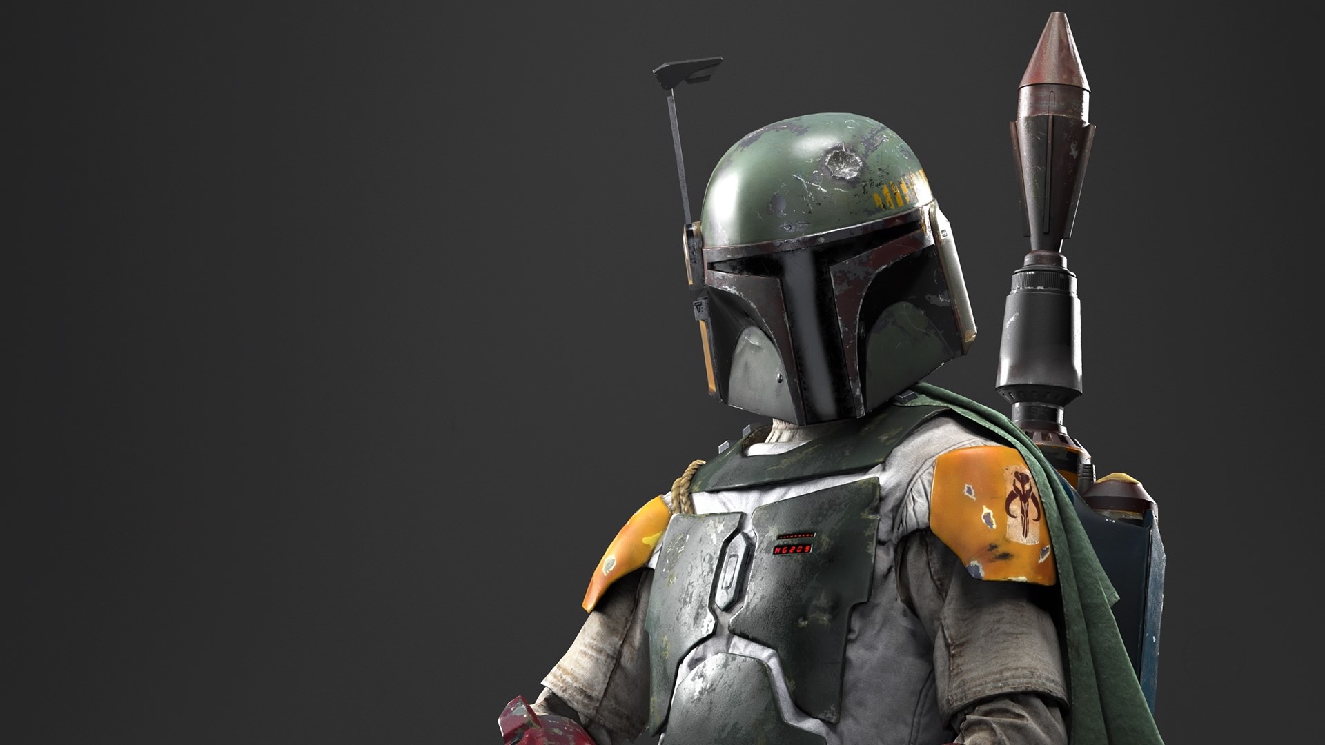 General 1920x1080 Star Wars Boba Fett Star Wars Villains simple background bounty hunter gray background science fiction Science Fiction Men movie characters
