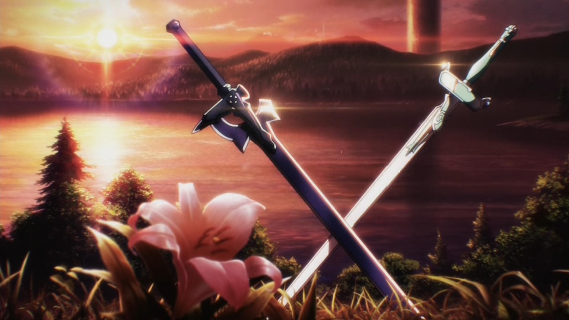 Anime 1920x1079 Sword Art Online sword anime flowers landscape