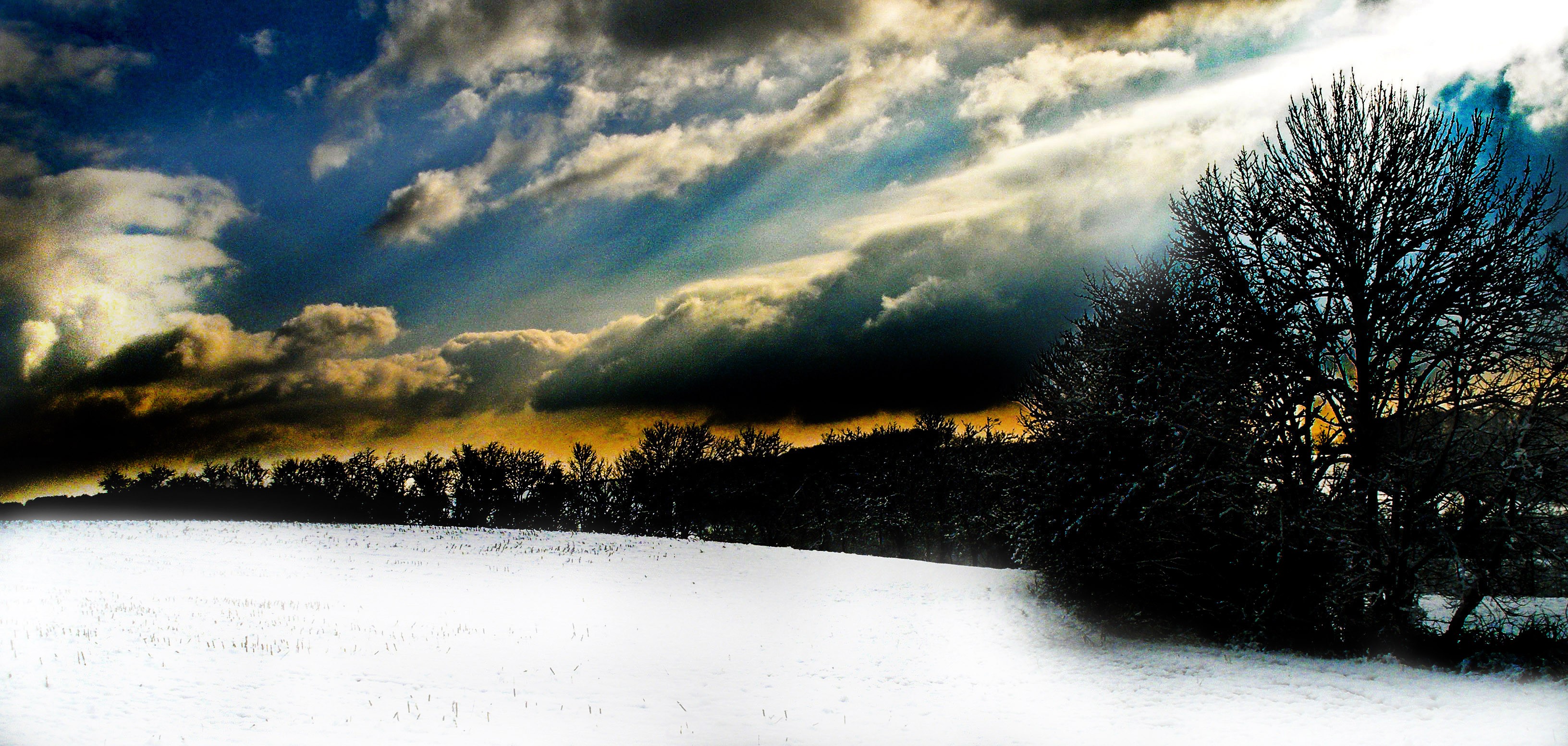 General 3264x1553 nature landscape dark snow winter cold outdoors sky