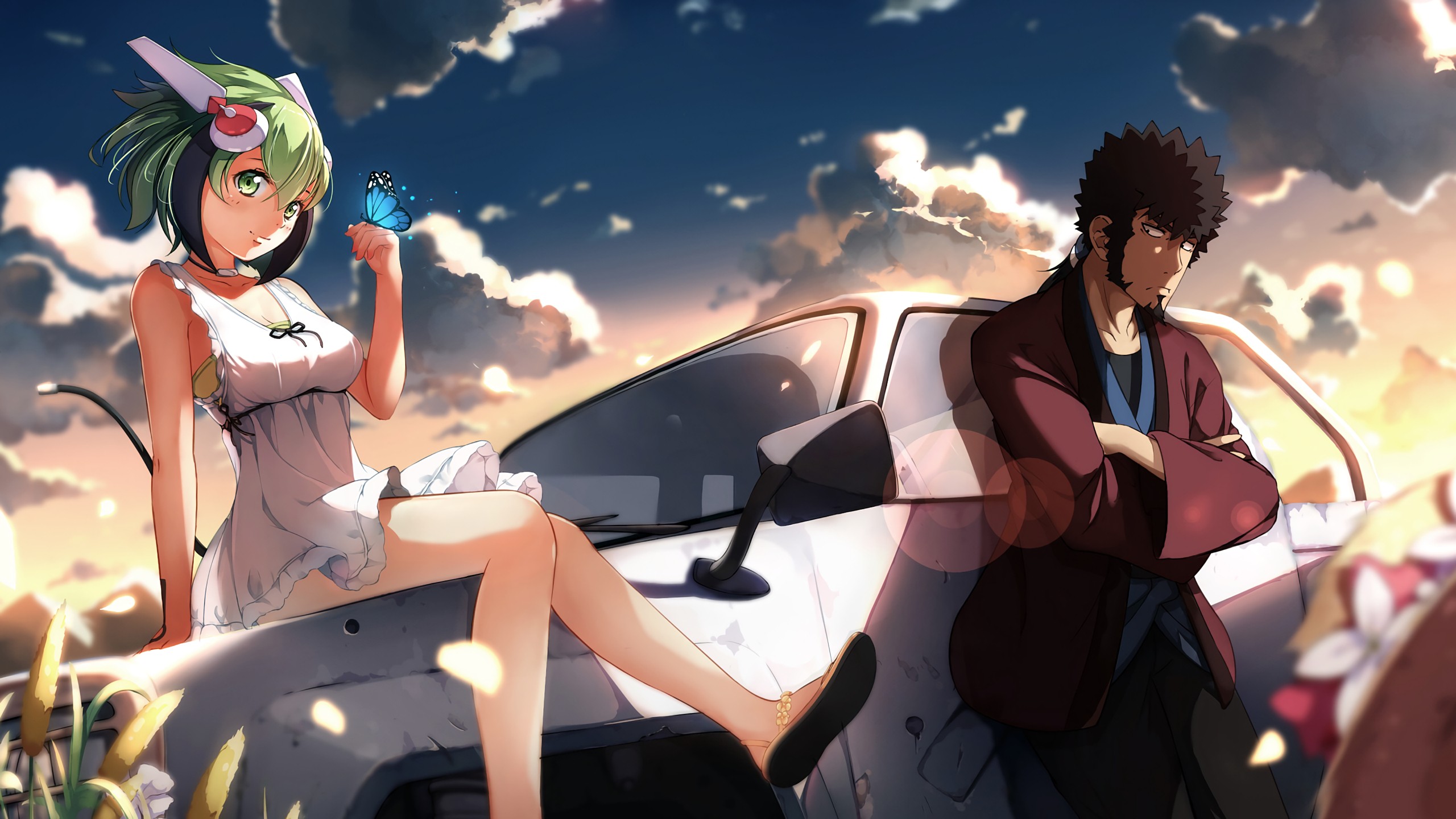 Anime 2560x1440 Dimension W car Mabuchi Kou clouds sky anime Yurizaki Mira