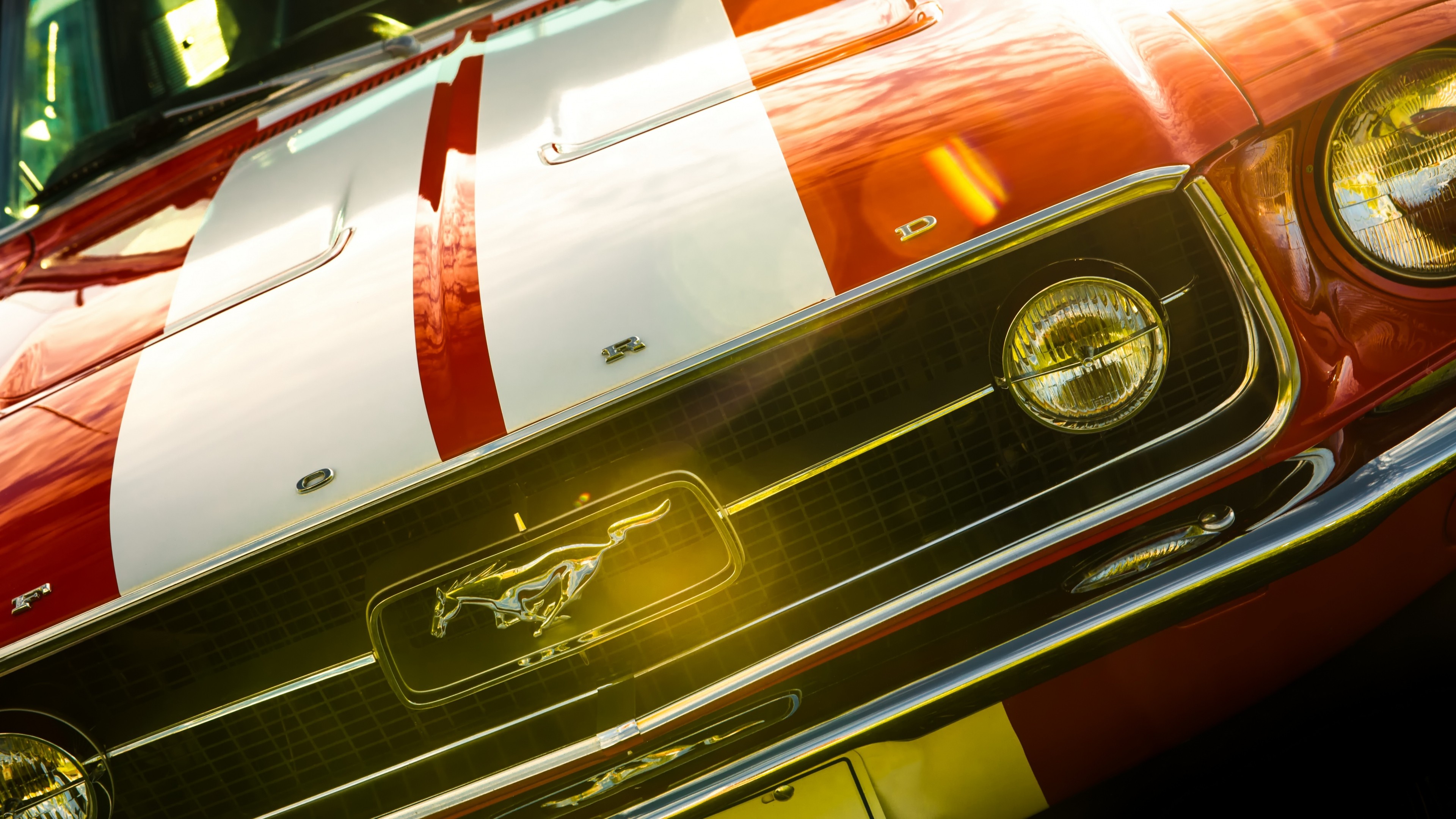 General 3840x2160 car Ford Mustang Ford red cars vehicle racing stripes muscle cars American cars
