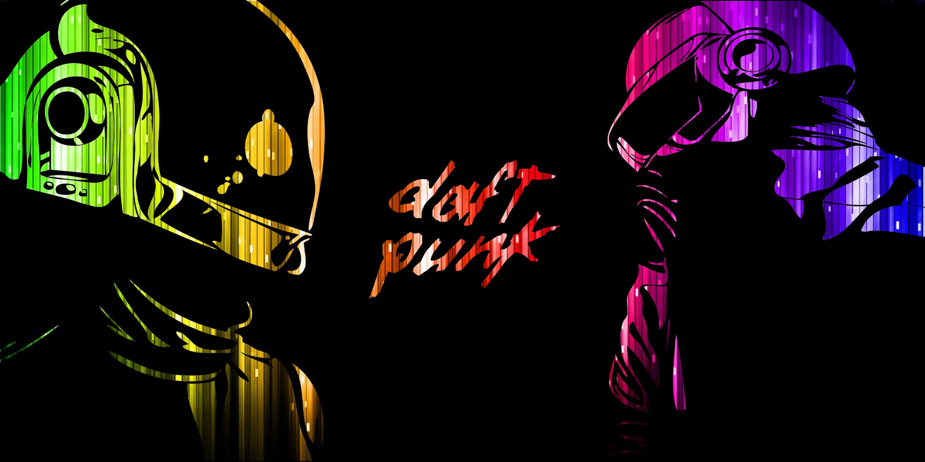 General 3000x1500 music Daft Punk purple simple background colorful electronic music neon black background artwork musician