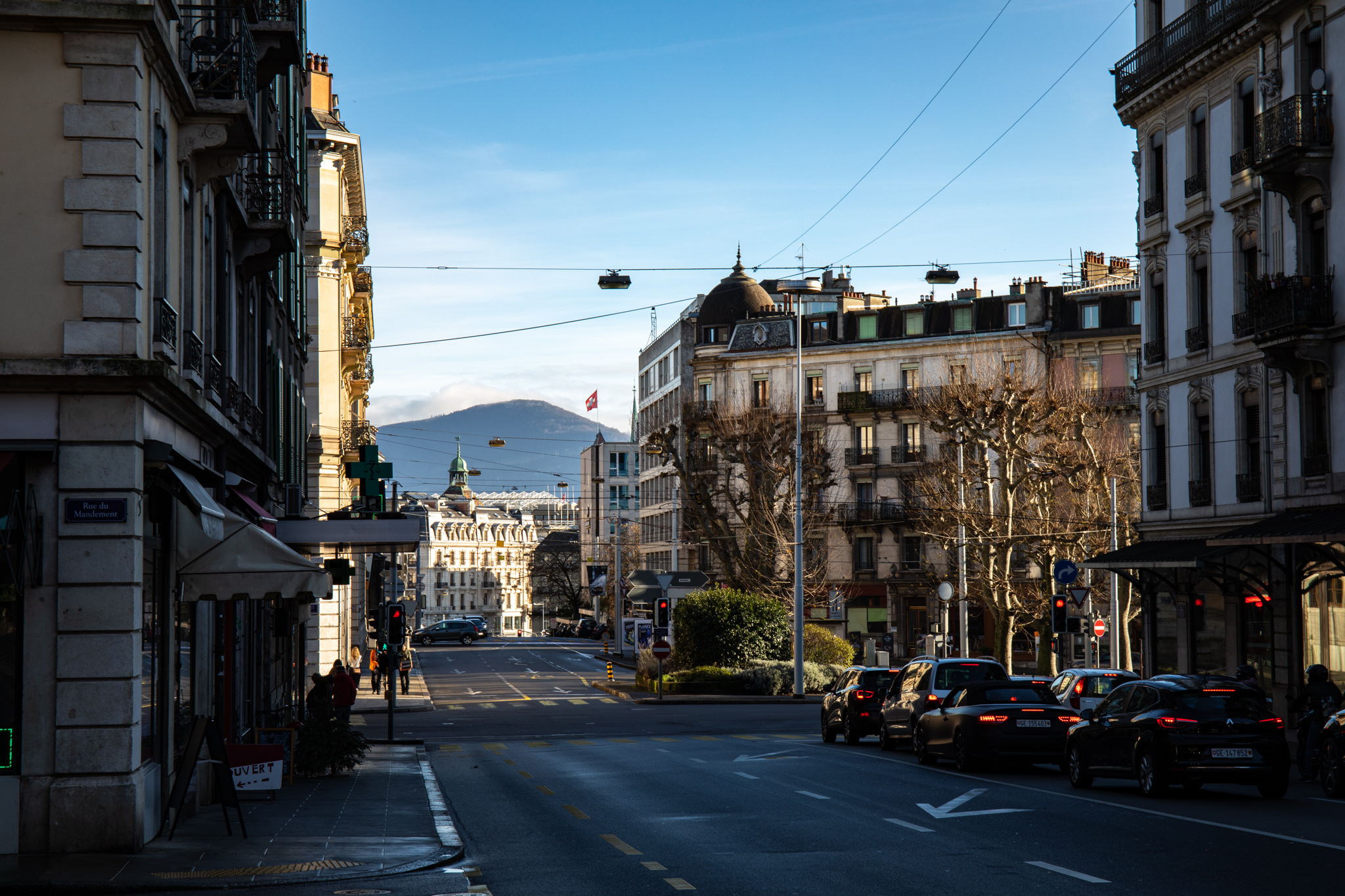 General 2048x1365 photography outdoors urban building city Geneva architecture road mountains street