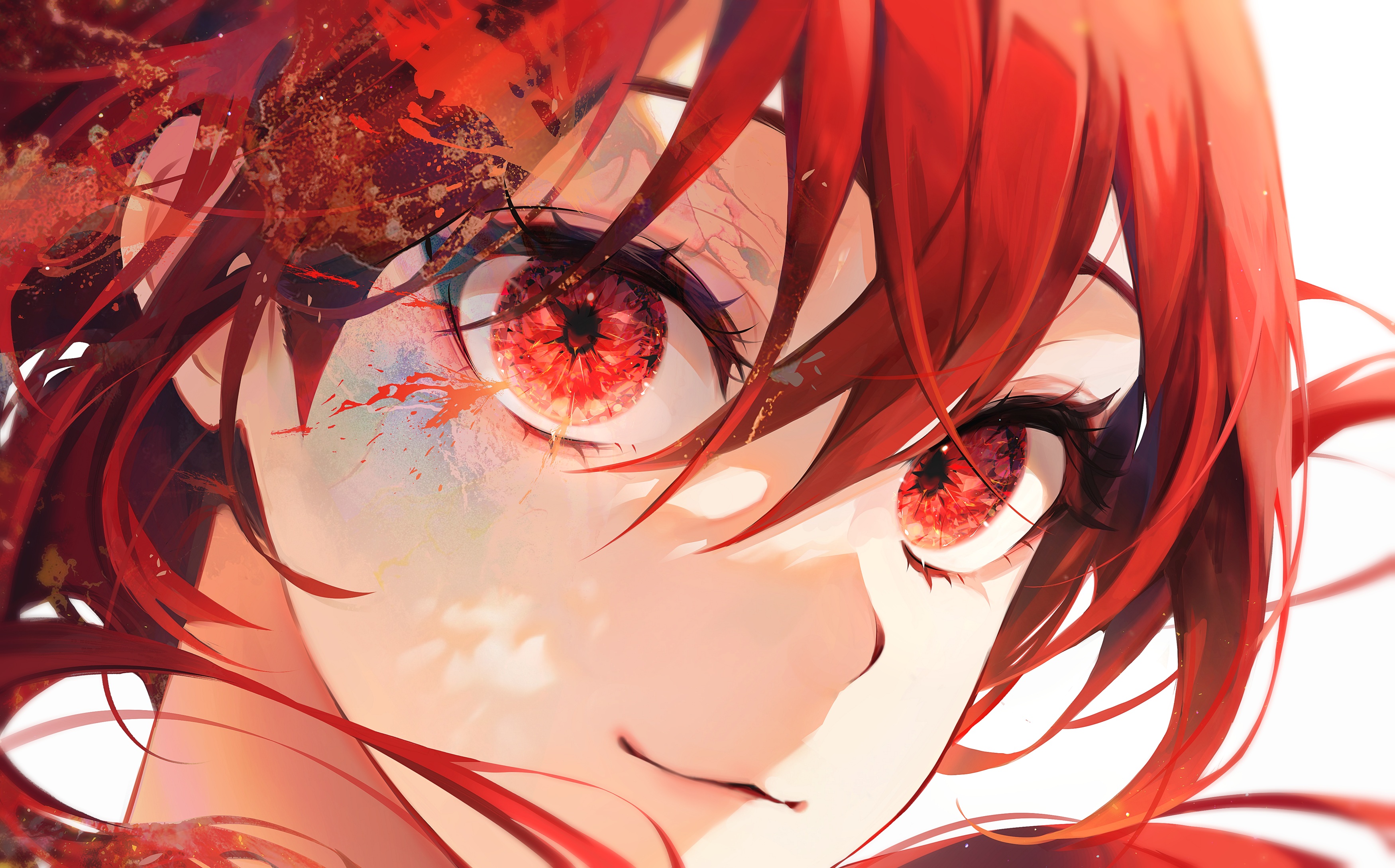 Anime 3500x2178 anime anime girls redhead red eyes closeup