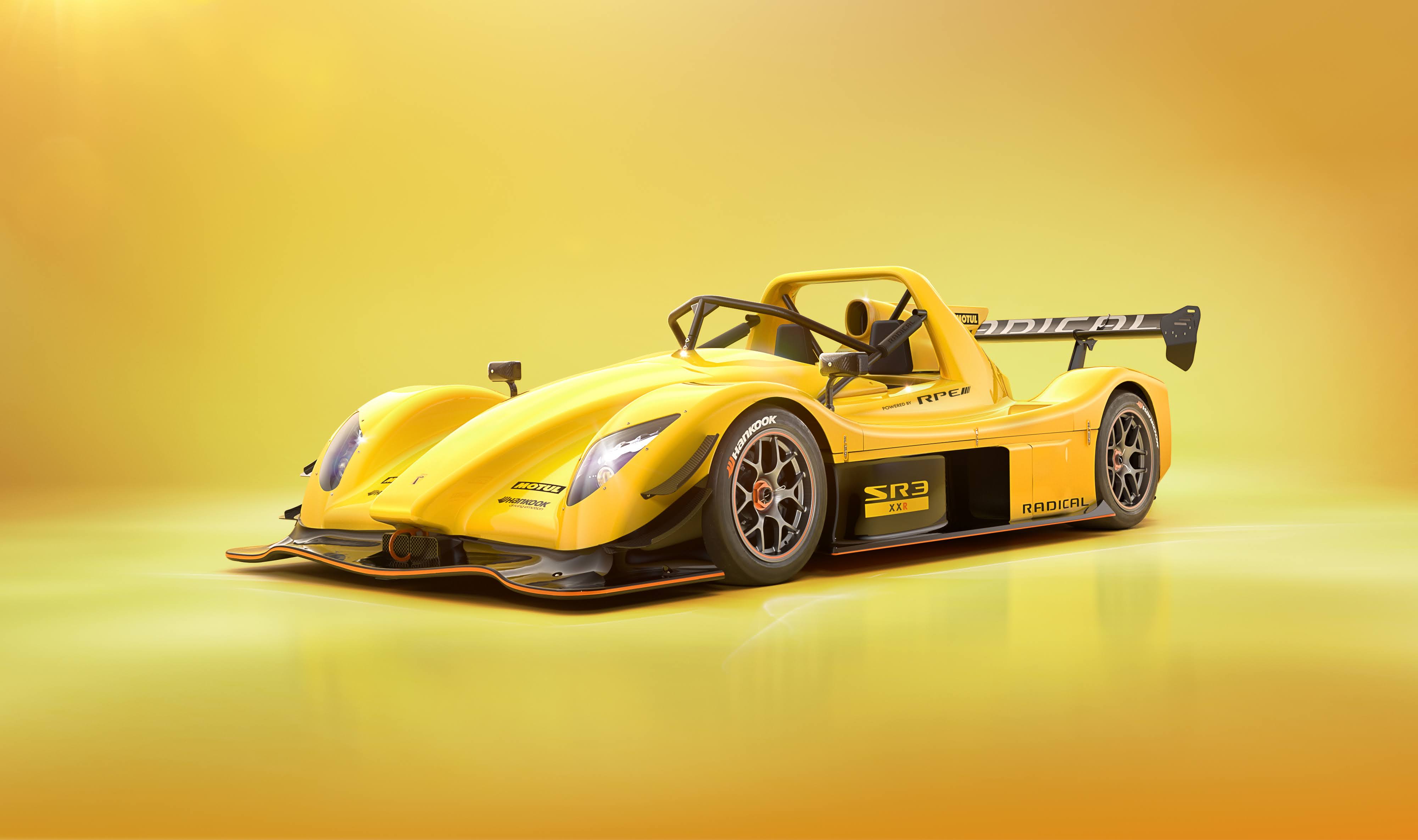 General 4000x2370 car vehicle motorsport yellow cars yellow background reflection race cars simple background minimalism frontal view Radical SR3 British cars