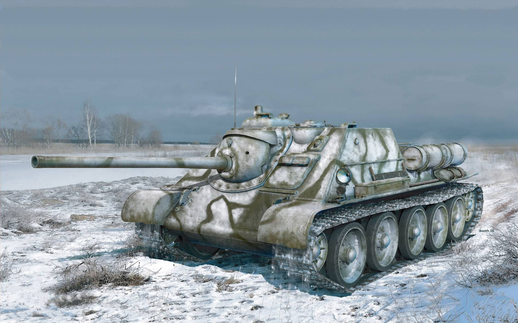 General 1680x1049 tank army military snow military vehicle artwork clouds Russian/Soviet tanks sky dead trees frontal view