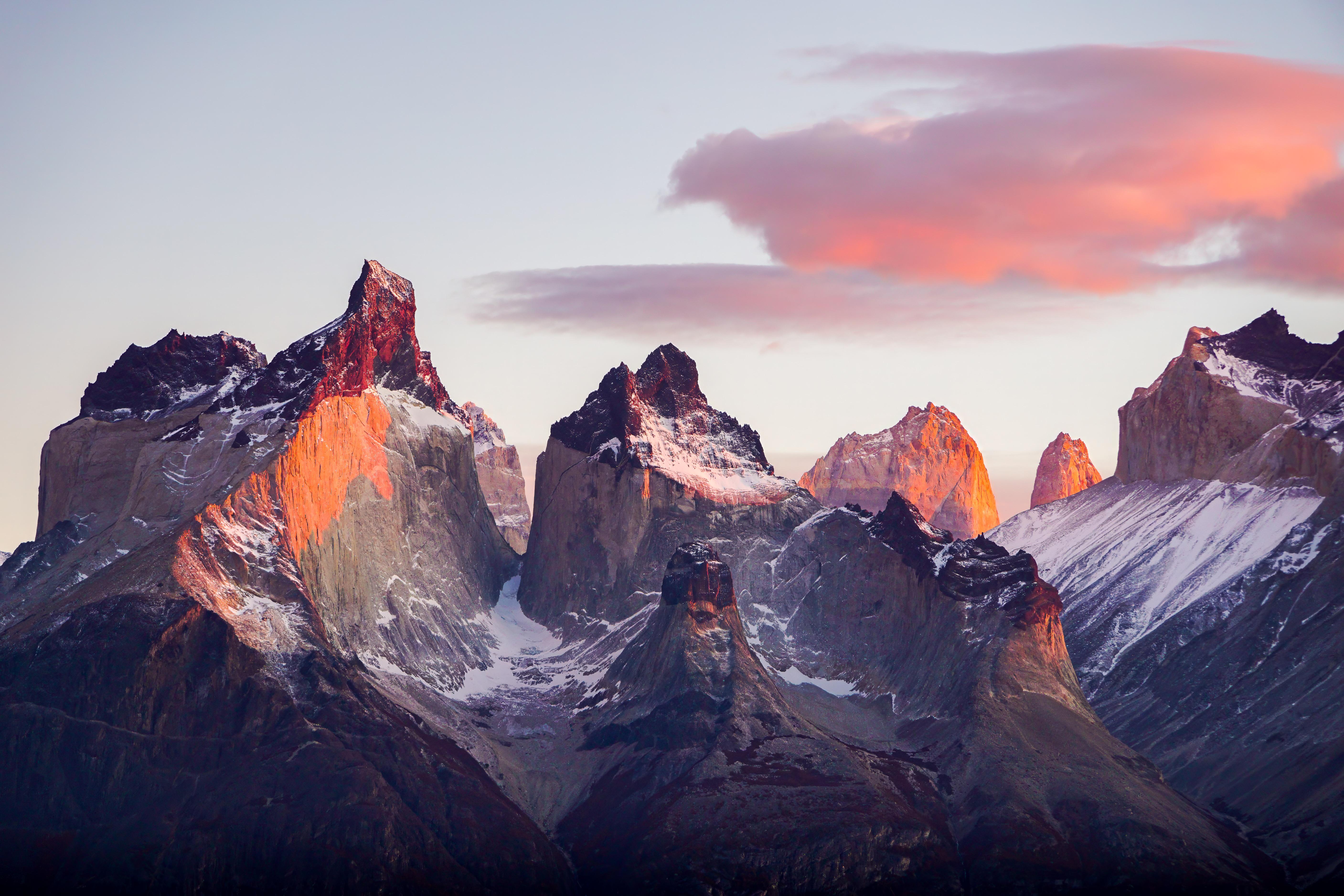 General 5628x3752 cliff mountain chain mountain pass clouds sunset Chile nature landscape Torres del Paine