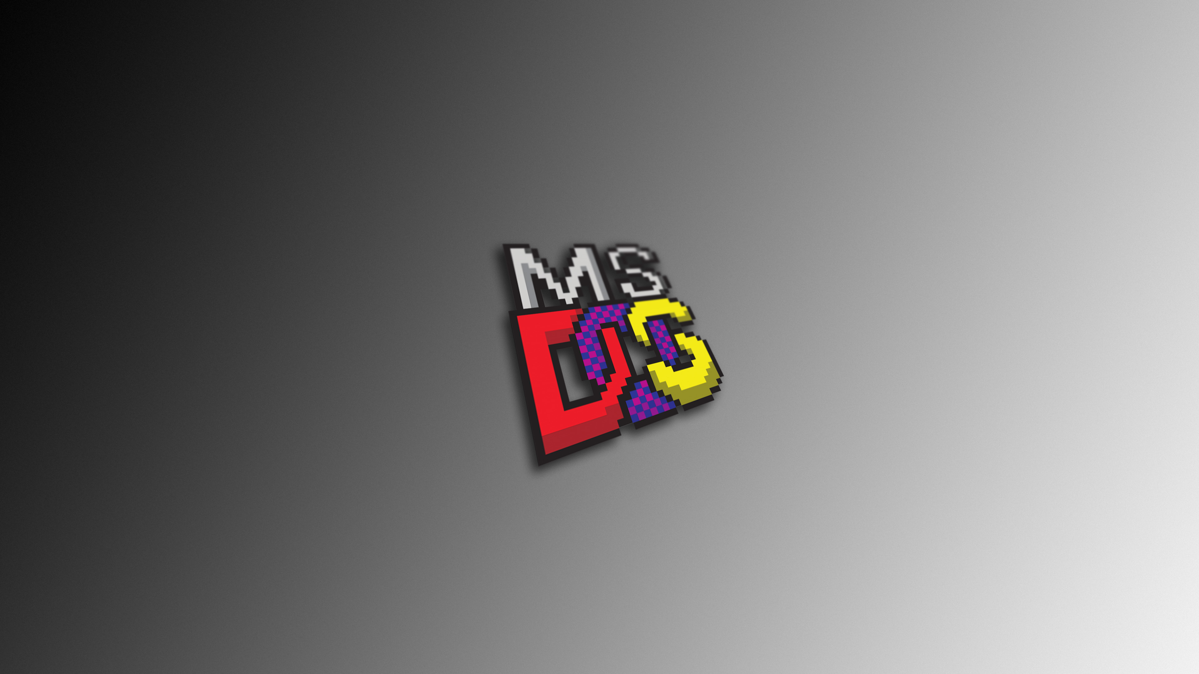General 3840x2160 Microsoft DOS msdos gray vintage gradient minimalism logo simple background digital art