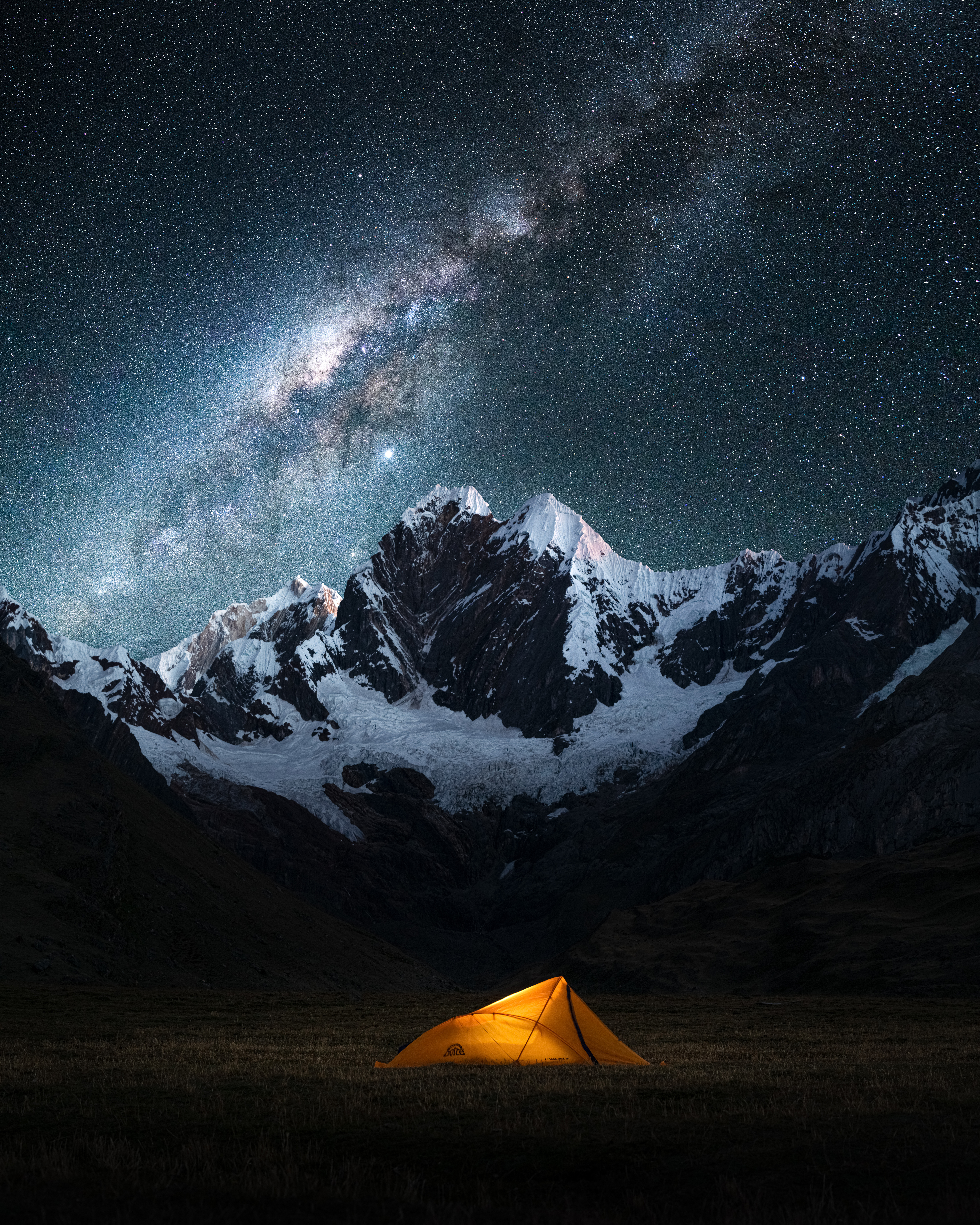 General 6860x8575 photography landscape nature mountains night nightscape snow starry night tent portrait display Peru stars